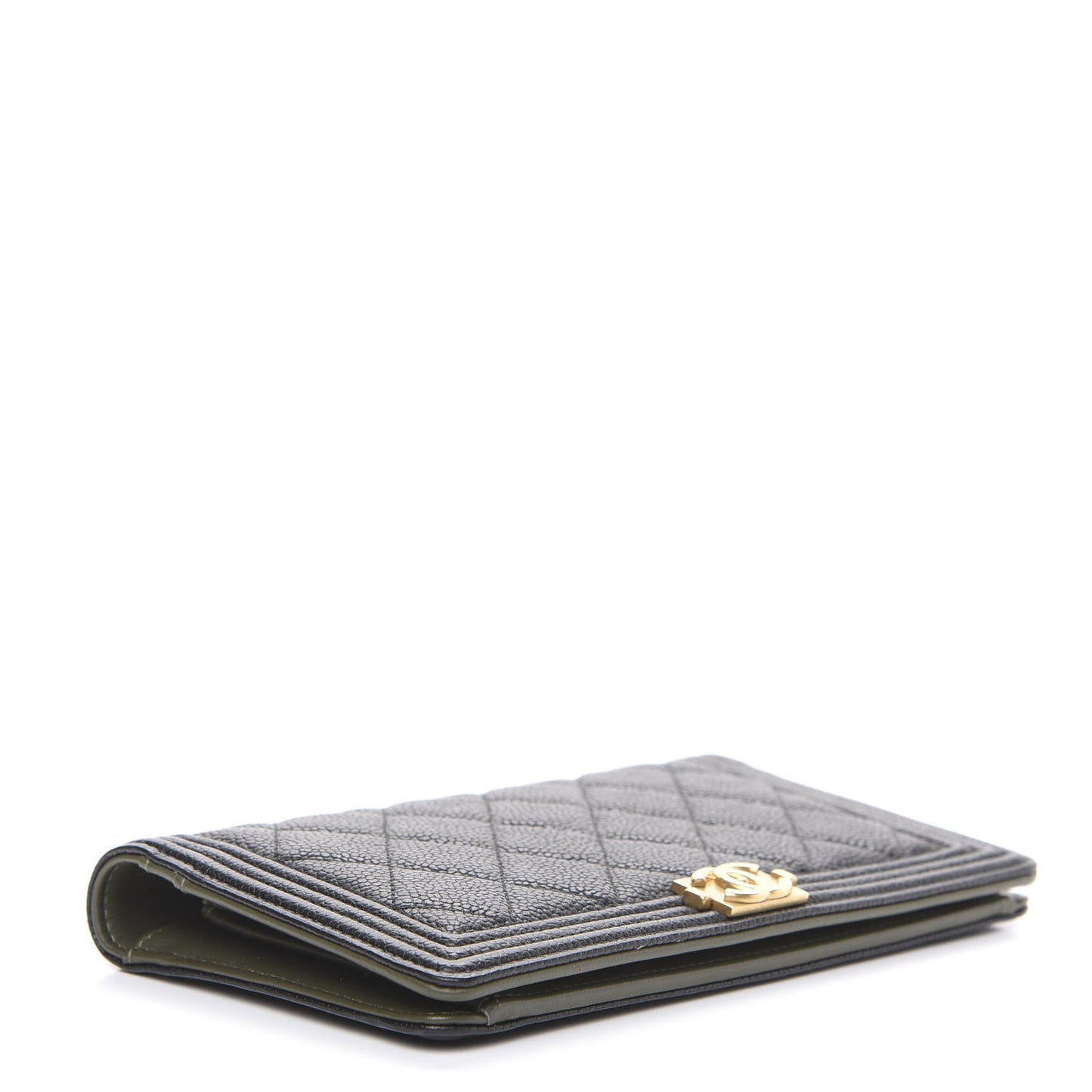 Caviar Quilted Boy Yen Wallet Black
