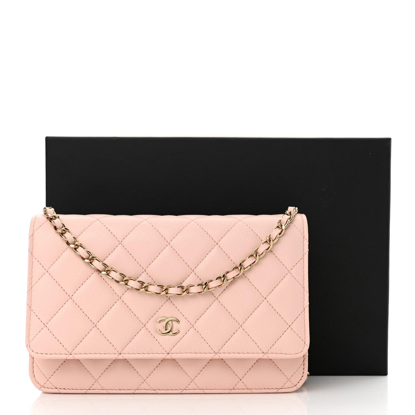 Caviar Quilted Wallet on Chain WOC Light Pink