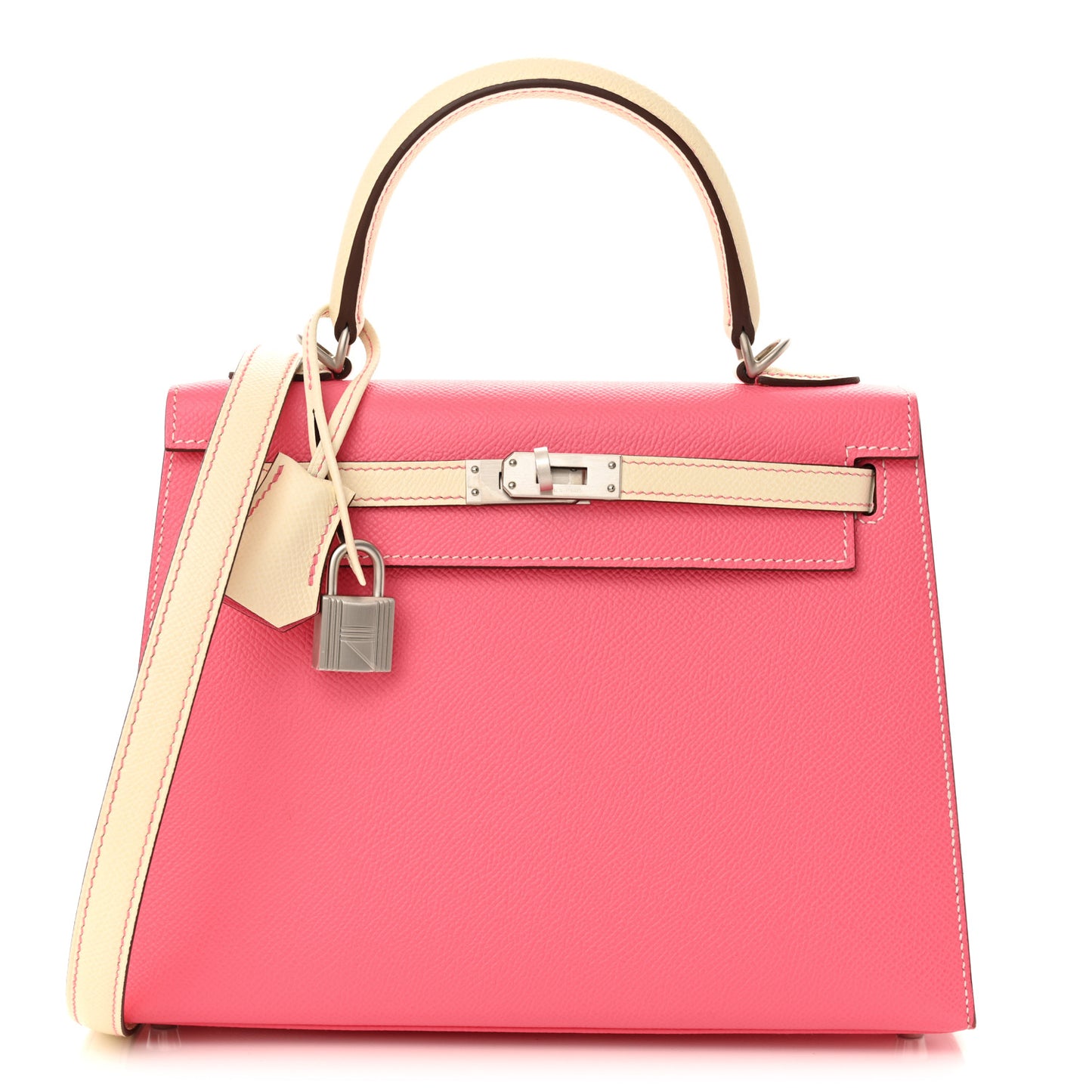 Epsom Bi-Color Horseshoe Kelly Sellier 25 Rose Azalee Craie