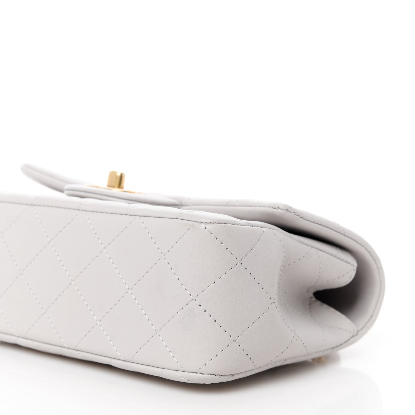 Lambskin Quilted Mini Top Handle Rectangular Flap Grey