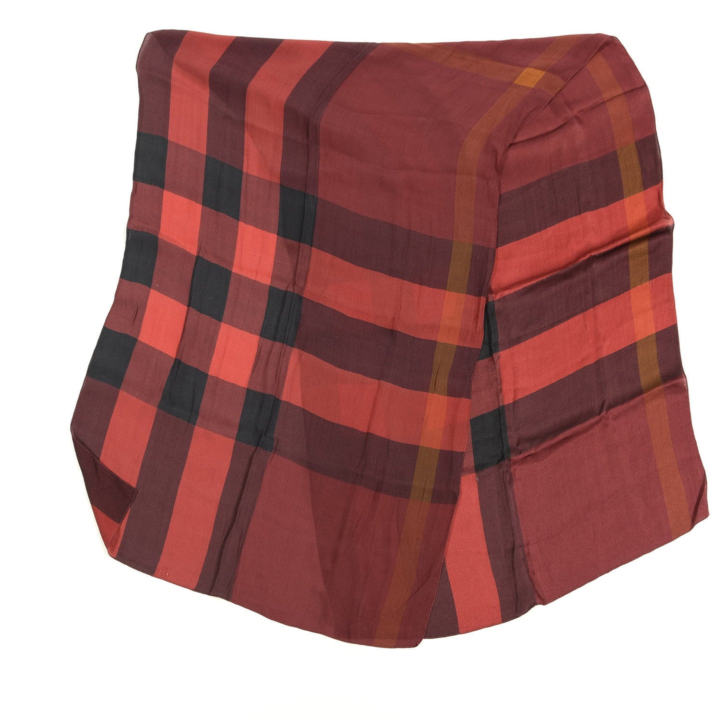 Silk Mega Check Mulberry Scarf Red