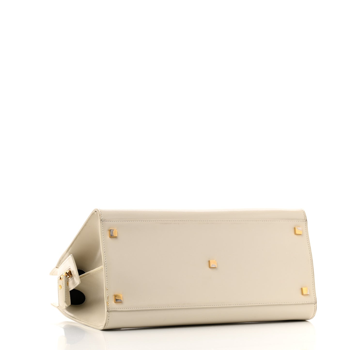 Shiny Calfskin Medium Uptown Tote White