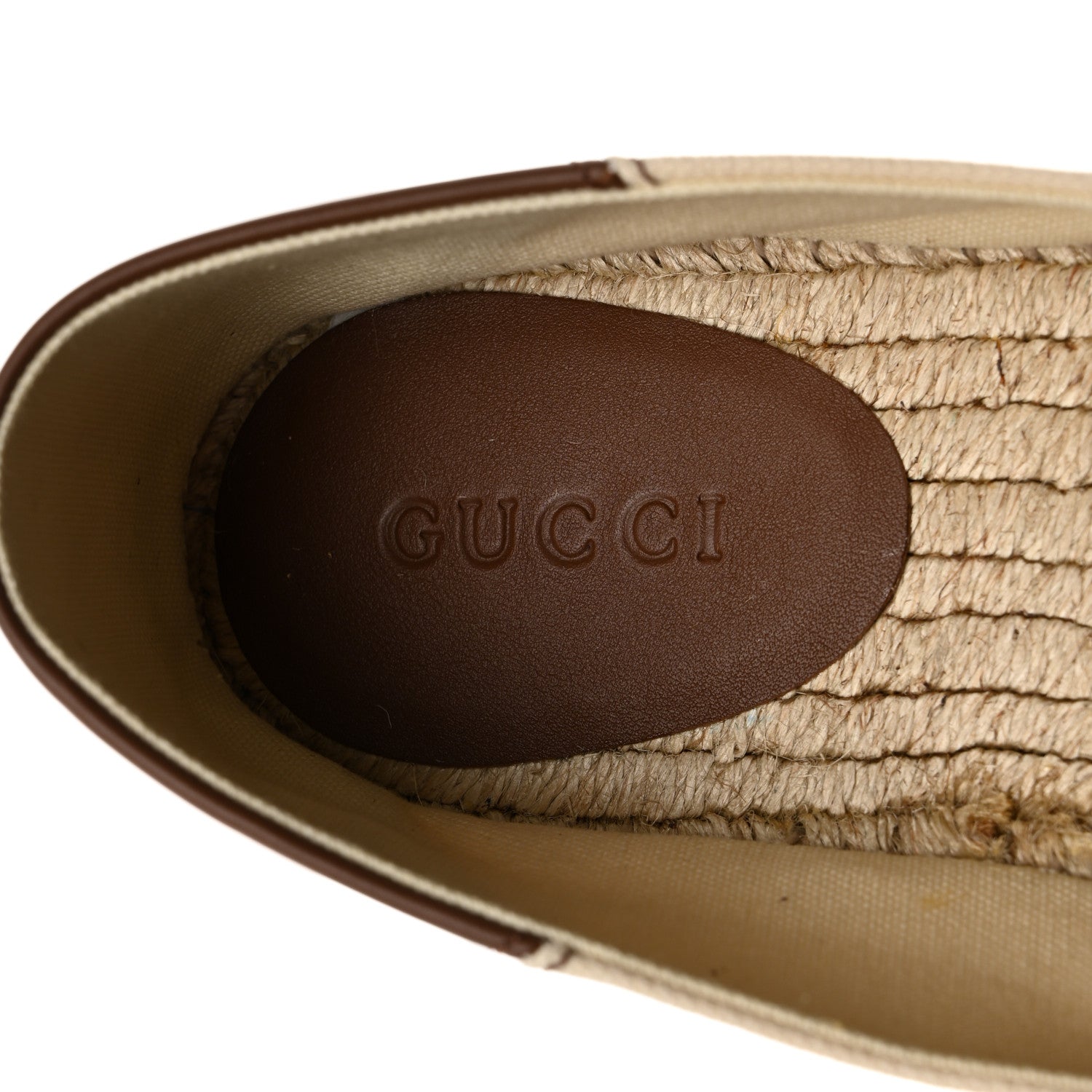 Gucci Canvas Miro Soft Calfskin Logo Mens Espadrilles 10 Greggio Cuir 7 of 10