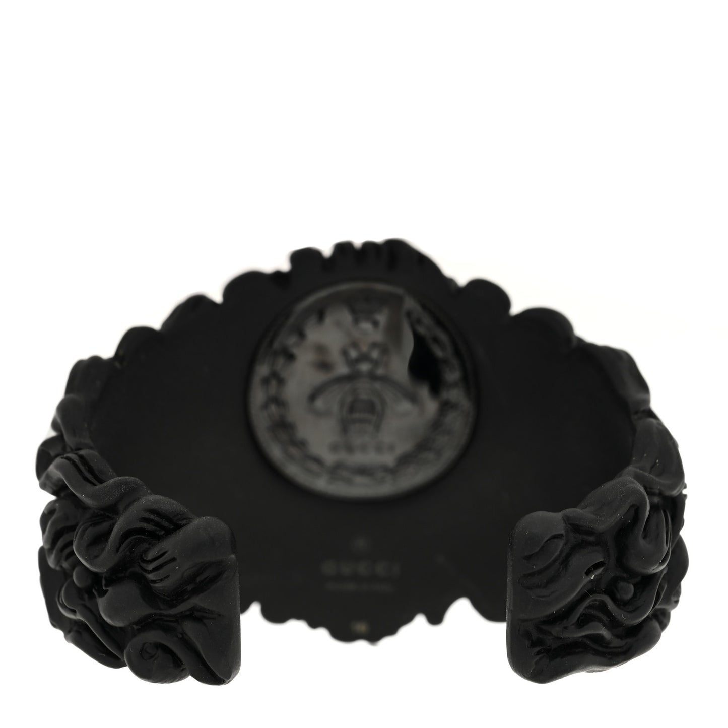 Metal Pearl Lion Head Cuff Bracelet Black