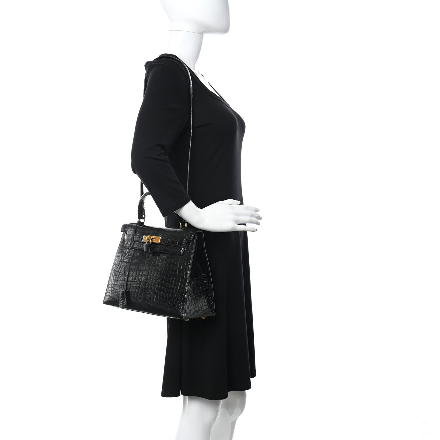 Shiny Niloticus Crocodile Kelly Sellier 28 Black