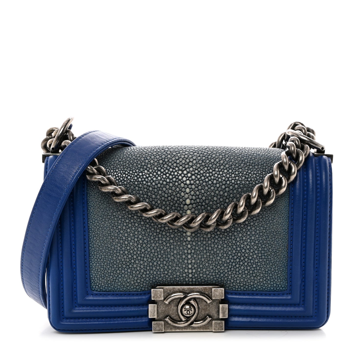 Galuchat Stingray Small Boy Flap Blue