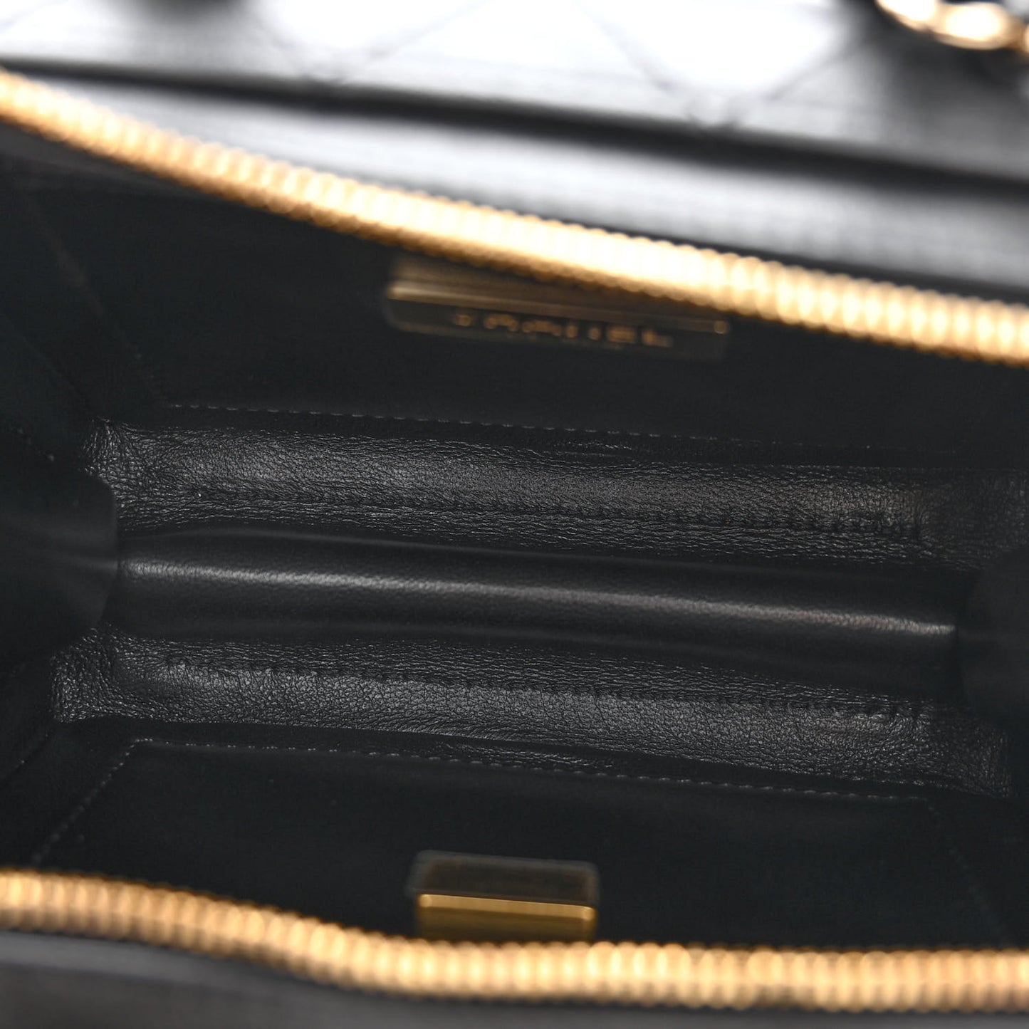 Calfskin Quilted Small Studded Square Vanity Case Black
