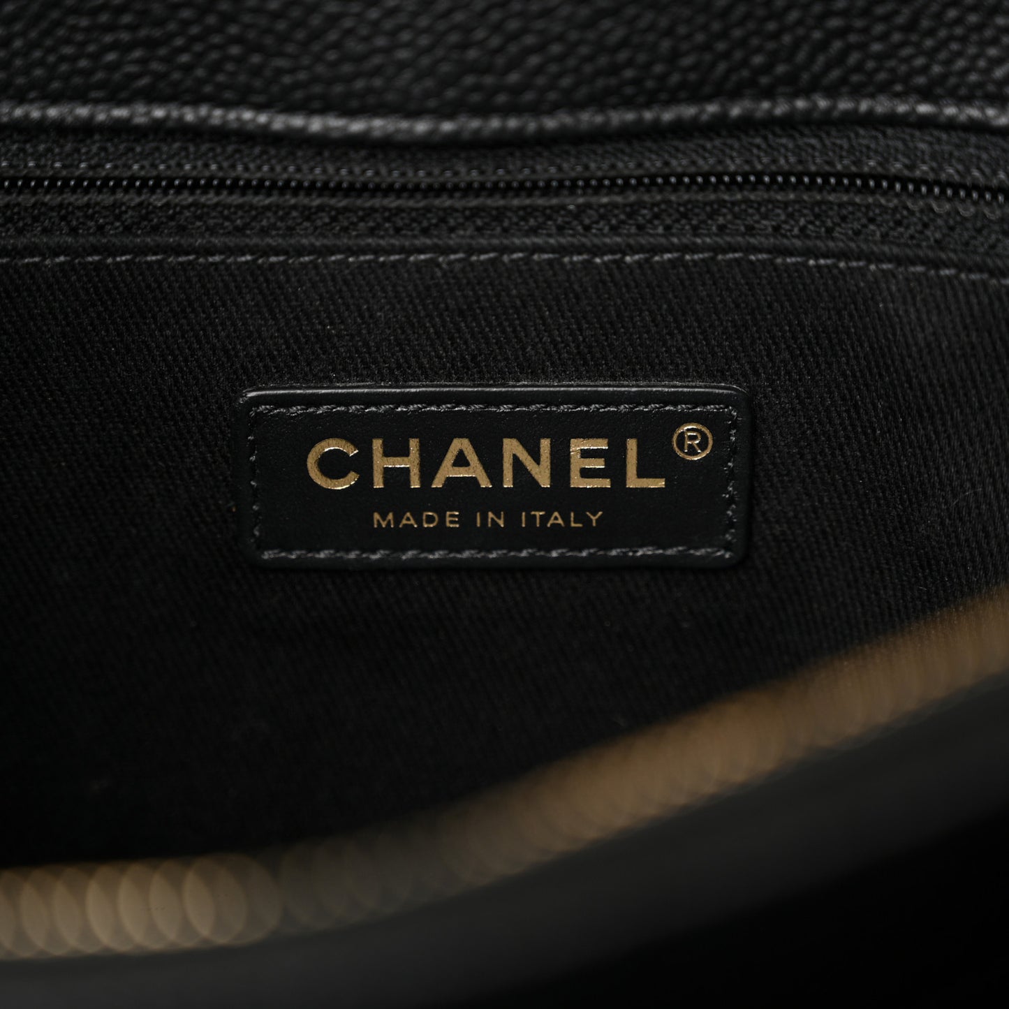 Grained Calfskin Stitched Flap Black