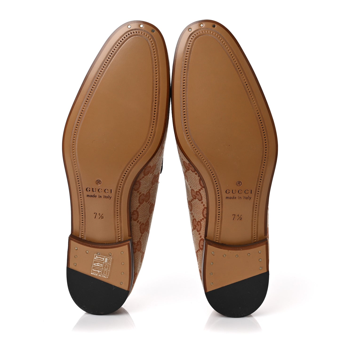 Canvas GG Monogram Horsebit Mens Jordaan Loafers 7.5 Beige Ruggine Light Brown