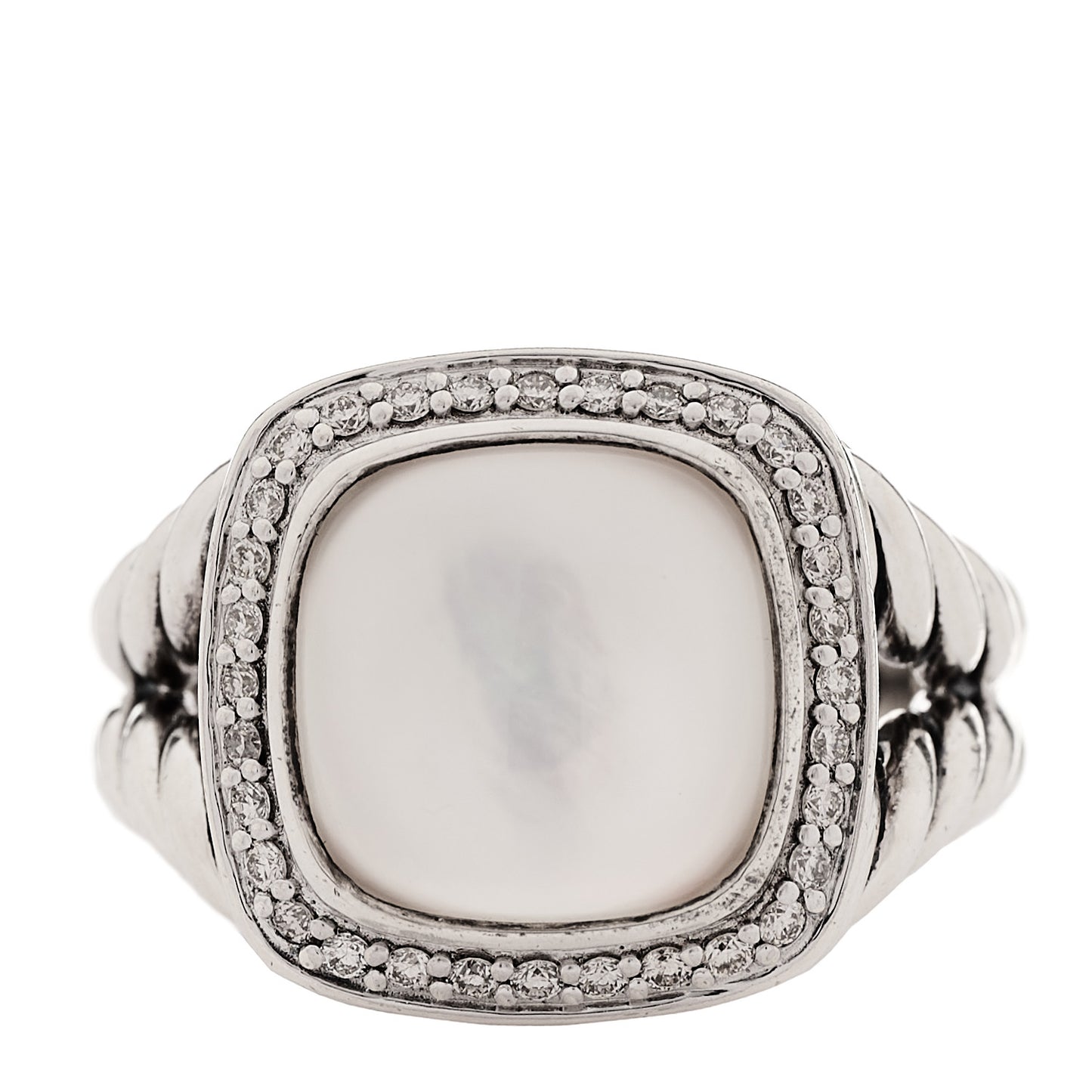 Sterling Silver Diamond Moon Quartz 11mm Albion Ring 52 6