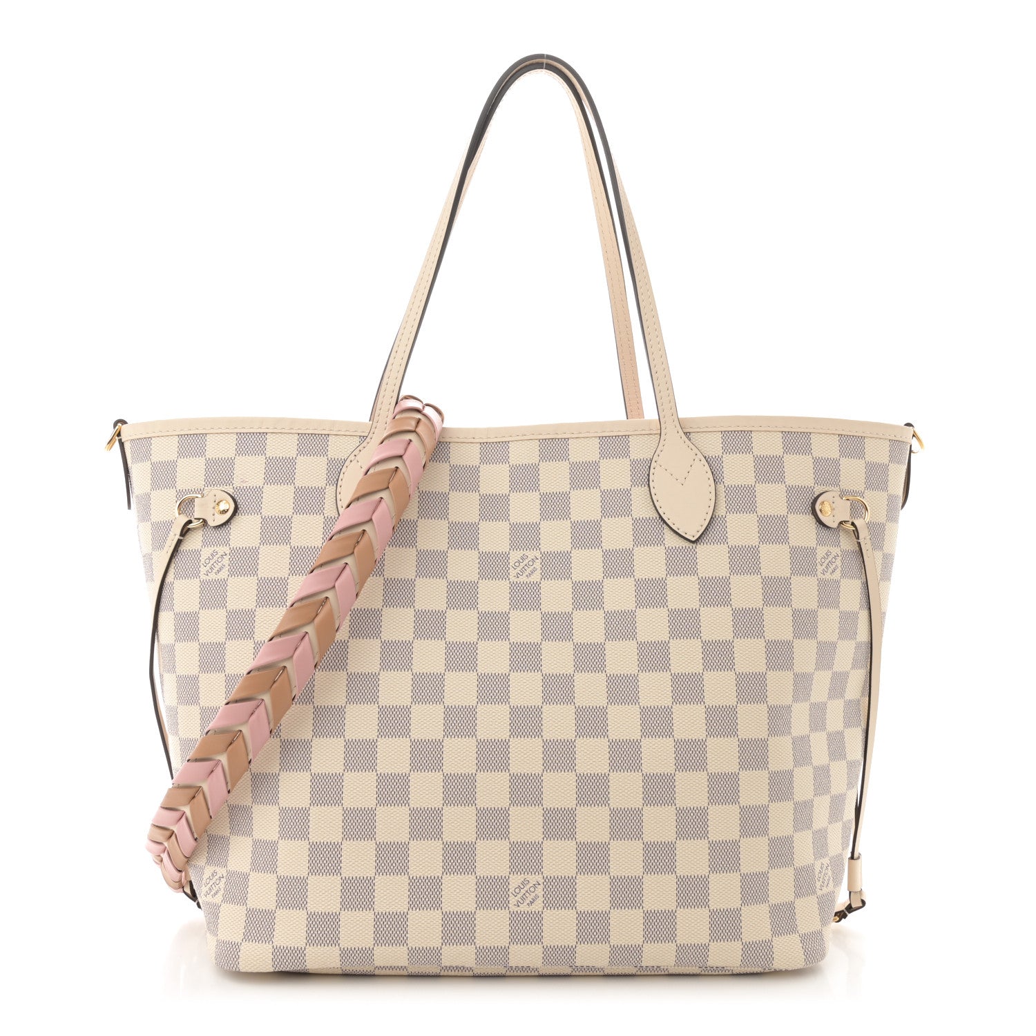 Louis Vuitton Damier Azur Braided Neverfull MM Pink 1 of 9