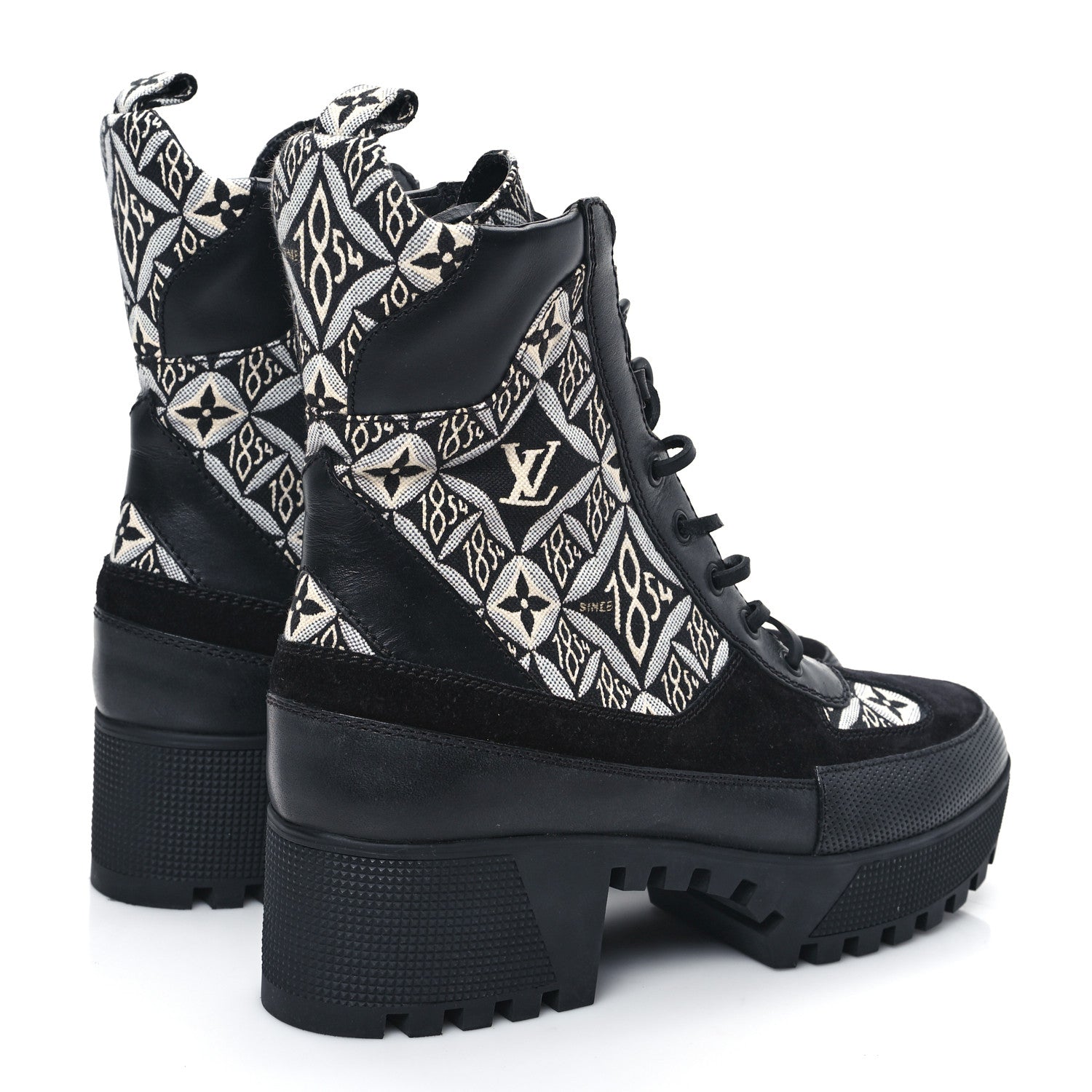 Louis Vuitton Suede Calfskin Jacquard Since 1854 Laureate Platform Desert Boots 40 Black 4 of 8