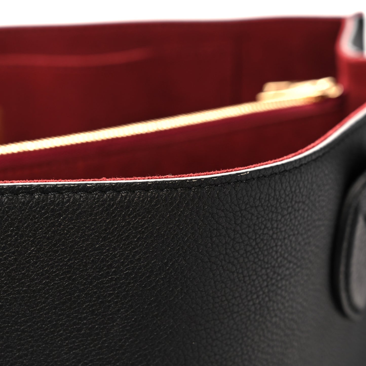 Grained Calfskin Lockme Shopper Black