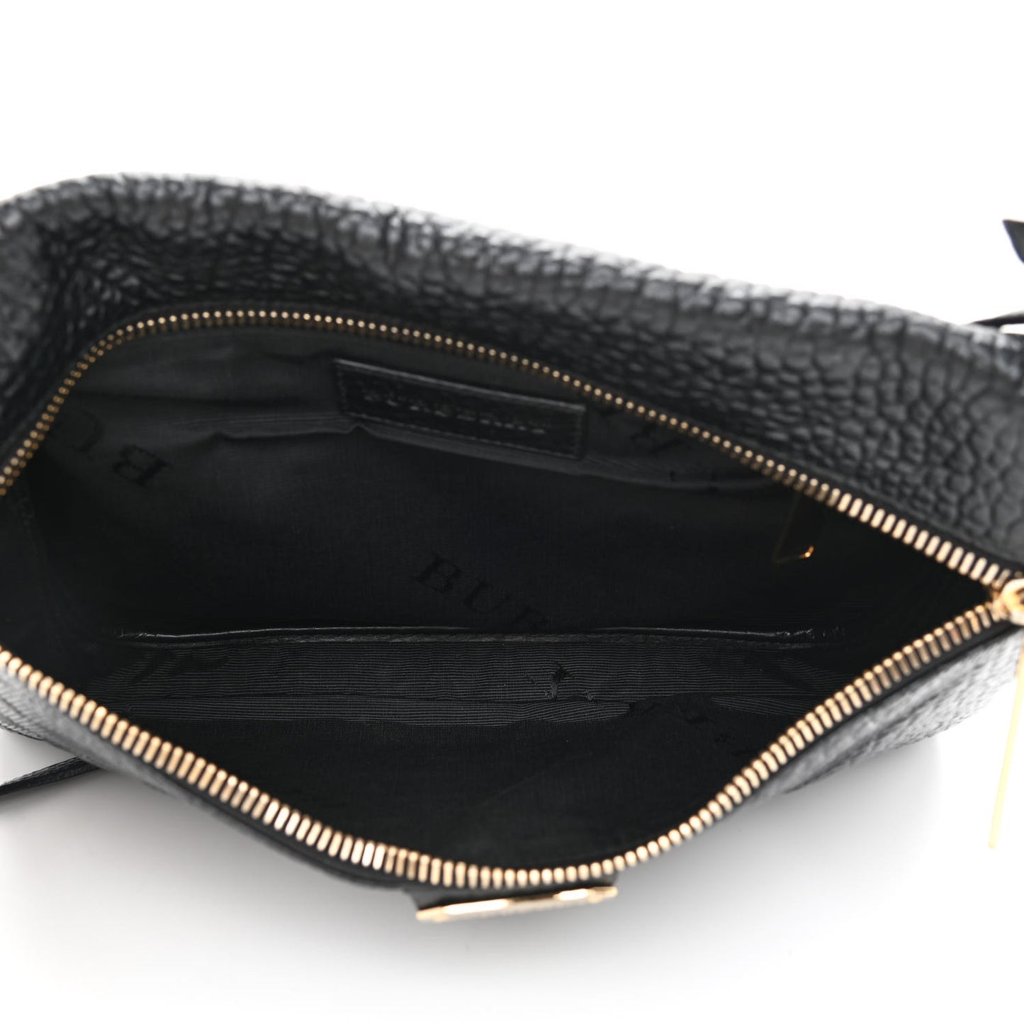 Signature Grain Calfskin Check Embossed Medium Balmoral Clutch Bag Black