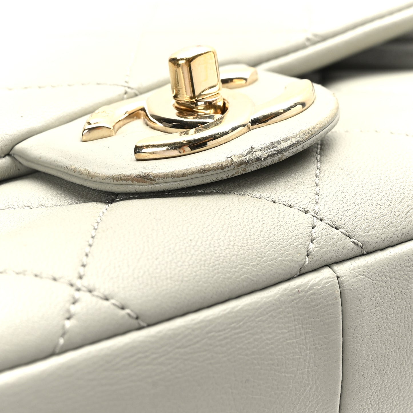 Lambskin Quilted Resin Bi-Color Chain Flap Bag Grey