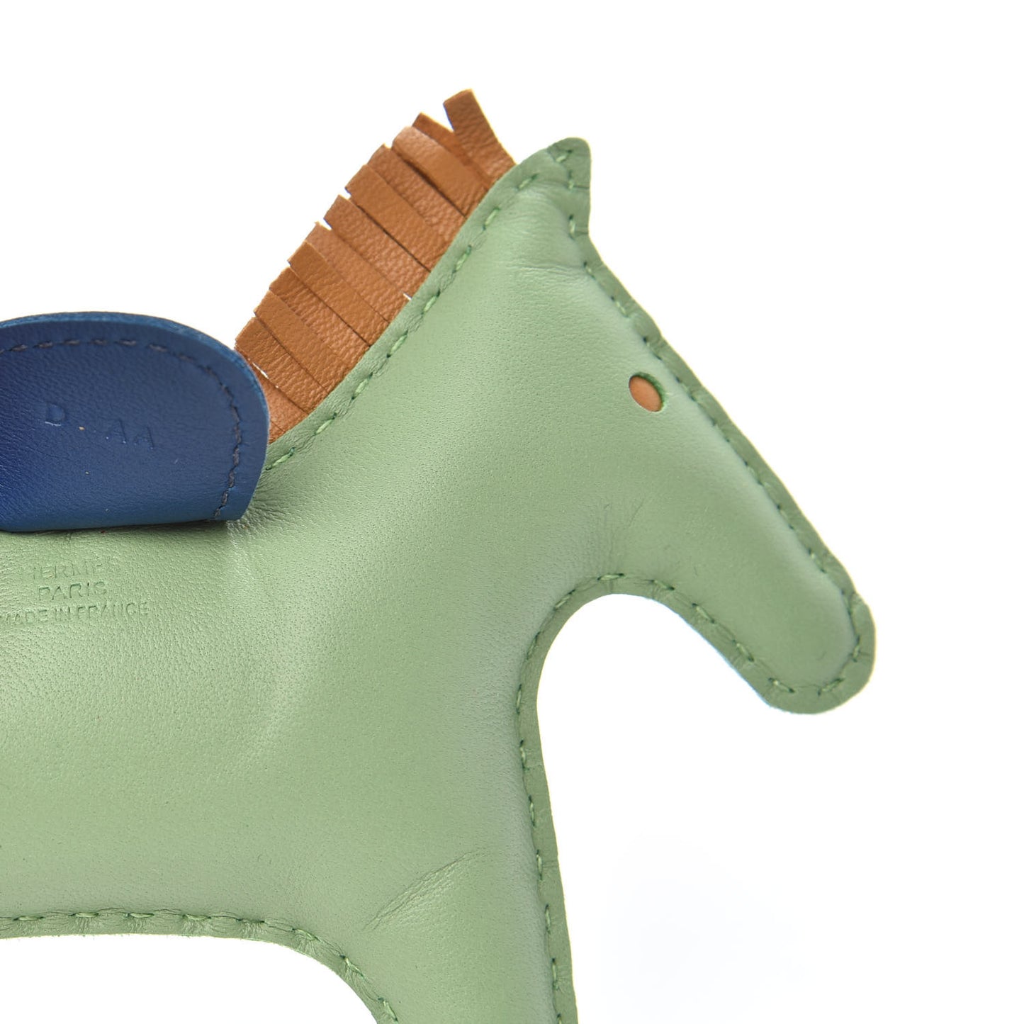 Milo Lambskin Grigri Rodeo Horse Bag Charm PM Vert Criquet Sesame Bleu de Malte