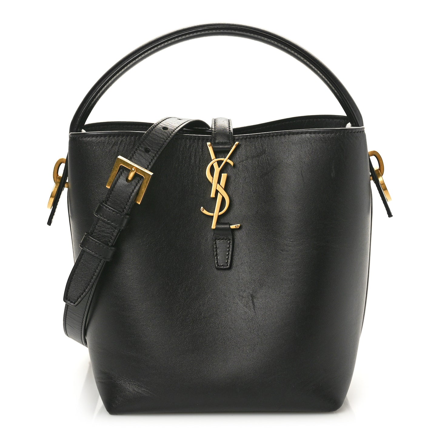 Shiny Calfskin Le 37 Mini Bucket Bag Black