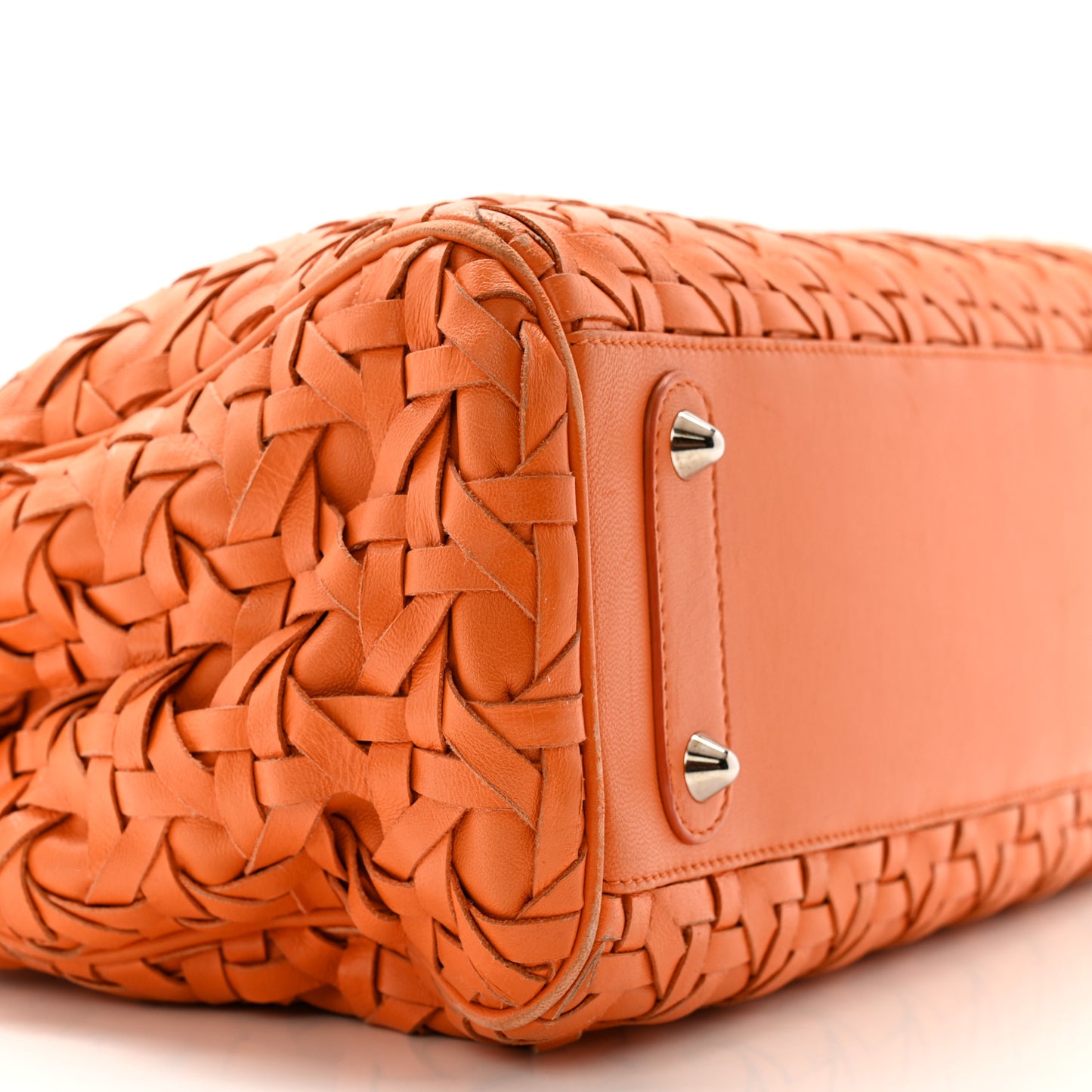 Lambskin Woven Lady Dior Avenue Tote Orange