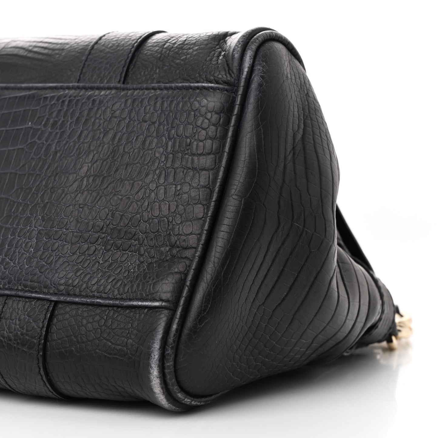 Calfskin Crocodile Embossed Small Bayswater Satchel Black