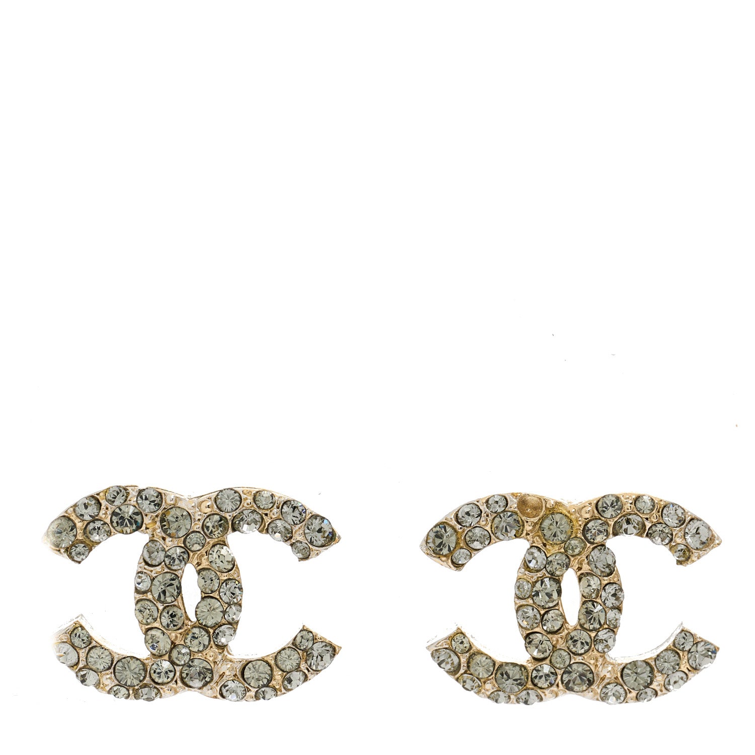 Chanel Crystal CC Earrings Light Gold 1 of 5