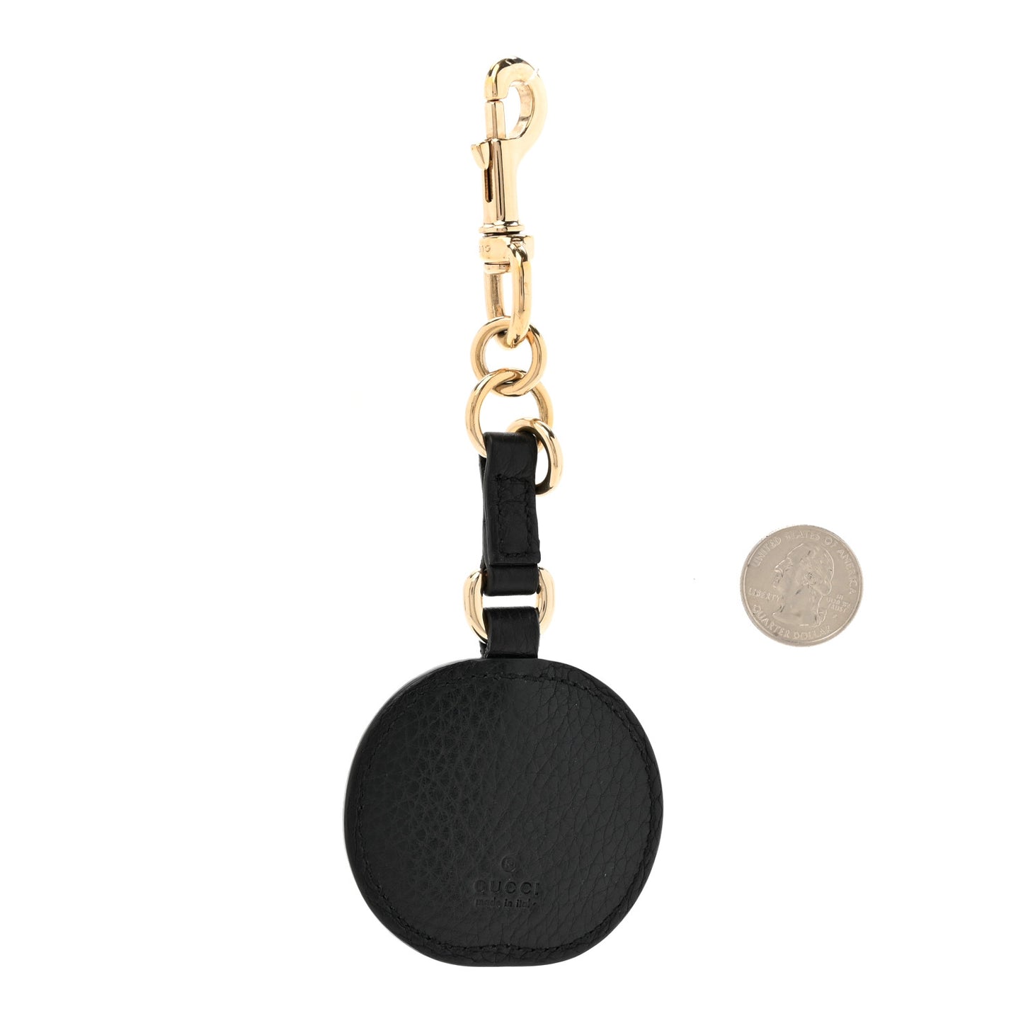 Pebbled Calfskin GG Key Charm Black