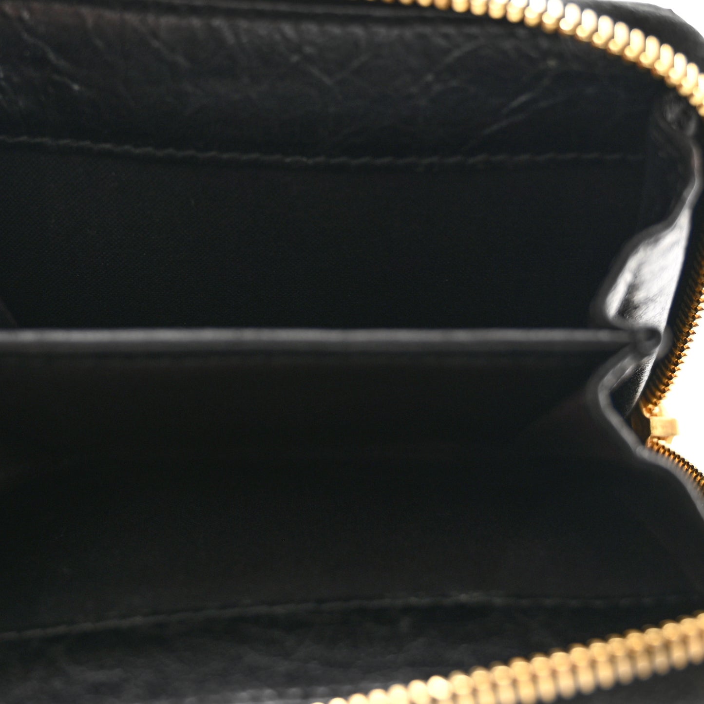 Agneau Classic Gold Hardware Compact Wallet Black