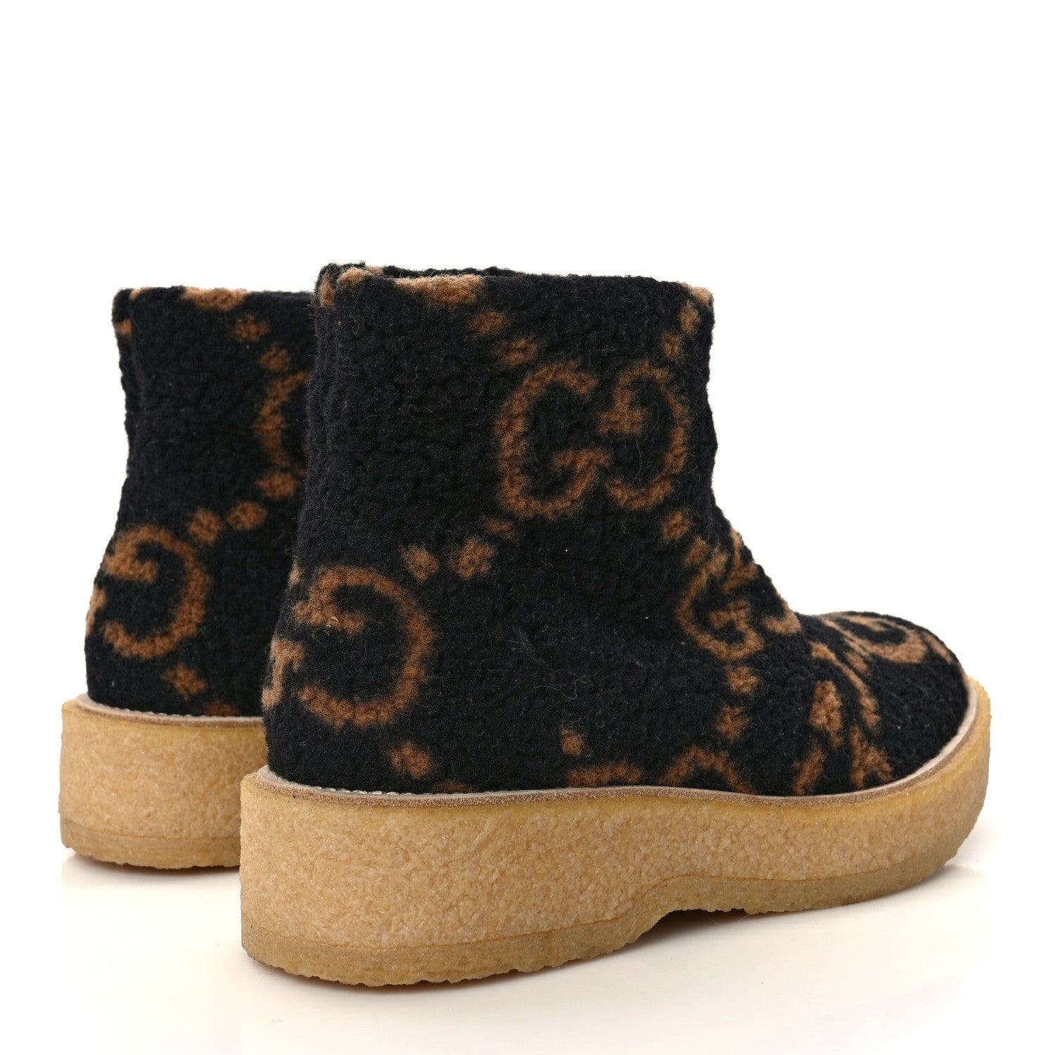 Gucci Faux Shearling Hooper GG Womens Ankle Boots 39.5 Black Natural Tan 4 of 9