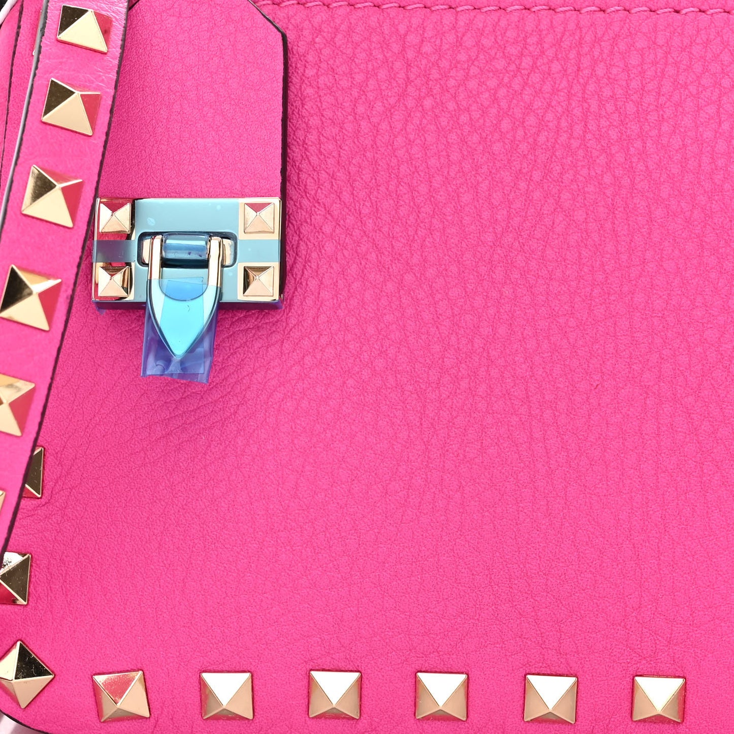 Pebbled Calfskin Small Rockstud Flip Lock Shoulder Bag Pink PP