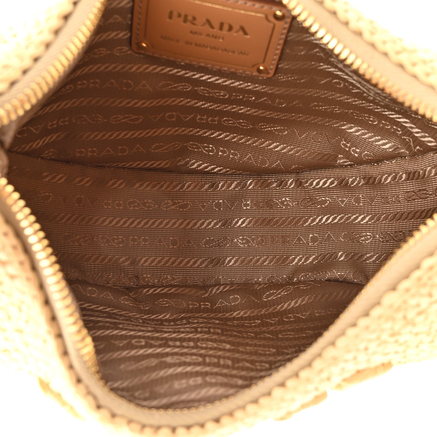 Yarn Raffia Effect Crochet Arque Shoulder Bag Natural