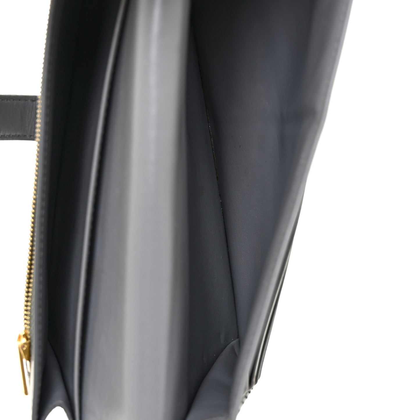 Grained Calfskin Large Multifunction Strap Wallet Grey