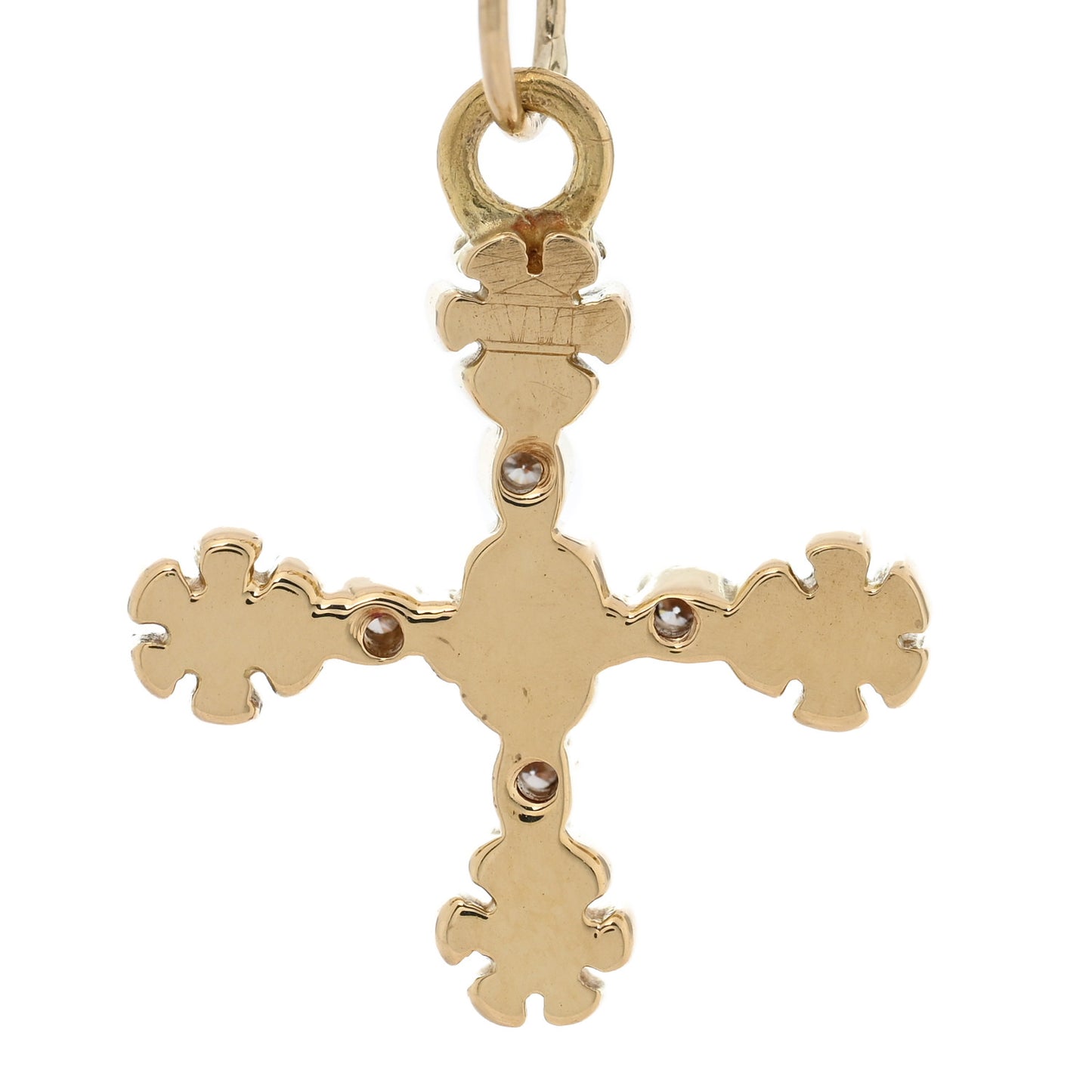 18K Yellow Gold Diamond Fiori Cross Pendant