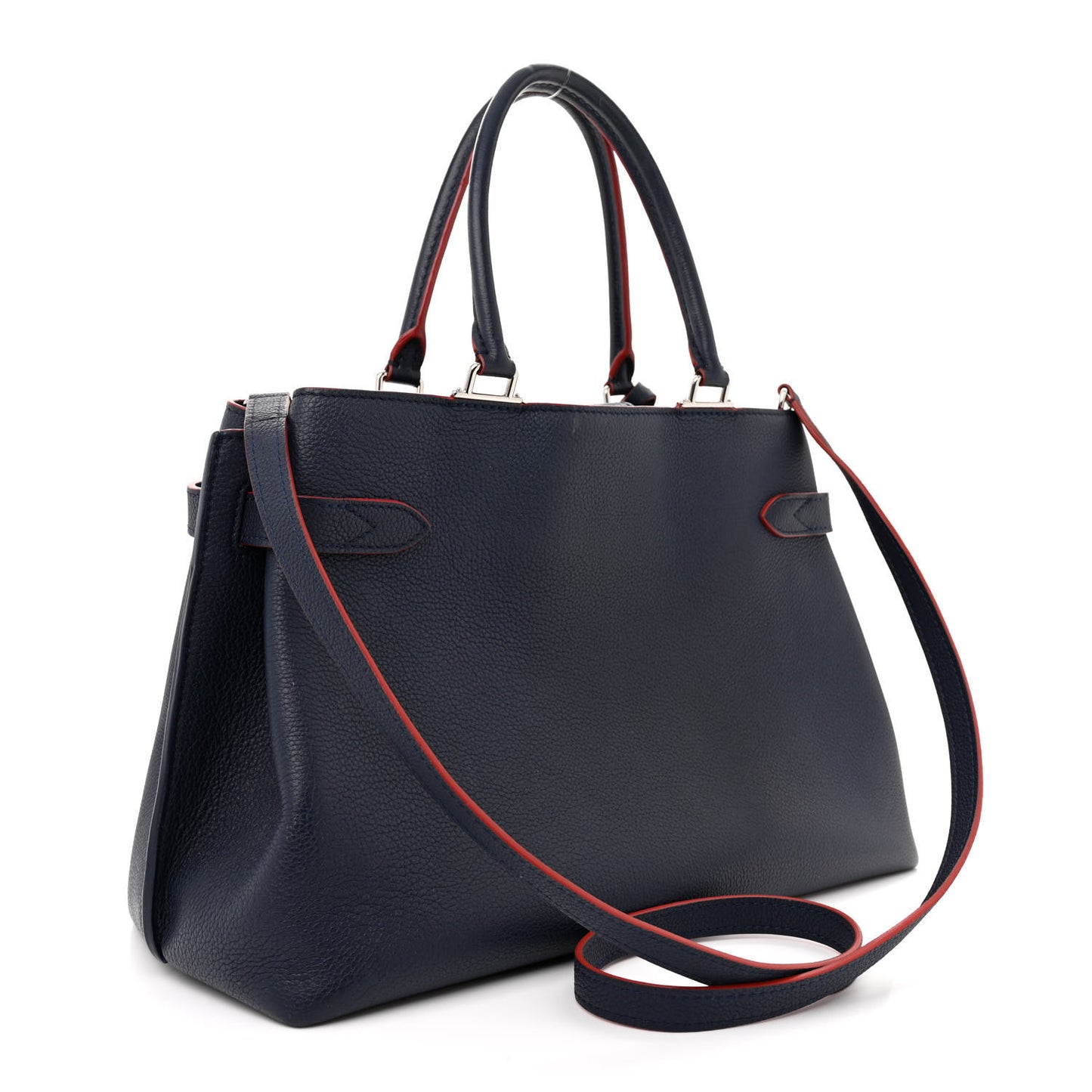 Calfskin Lockme Day Marine Rouge