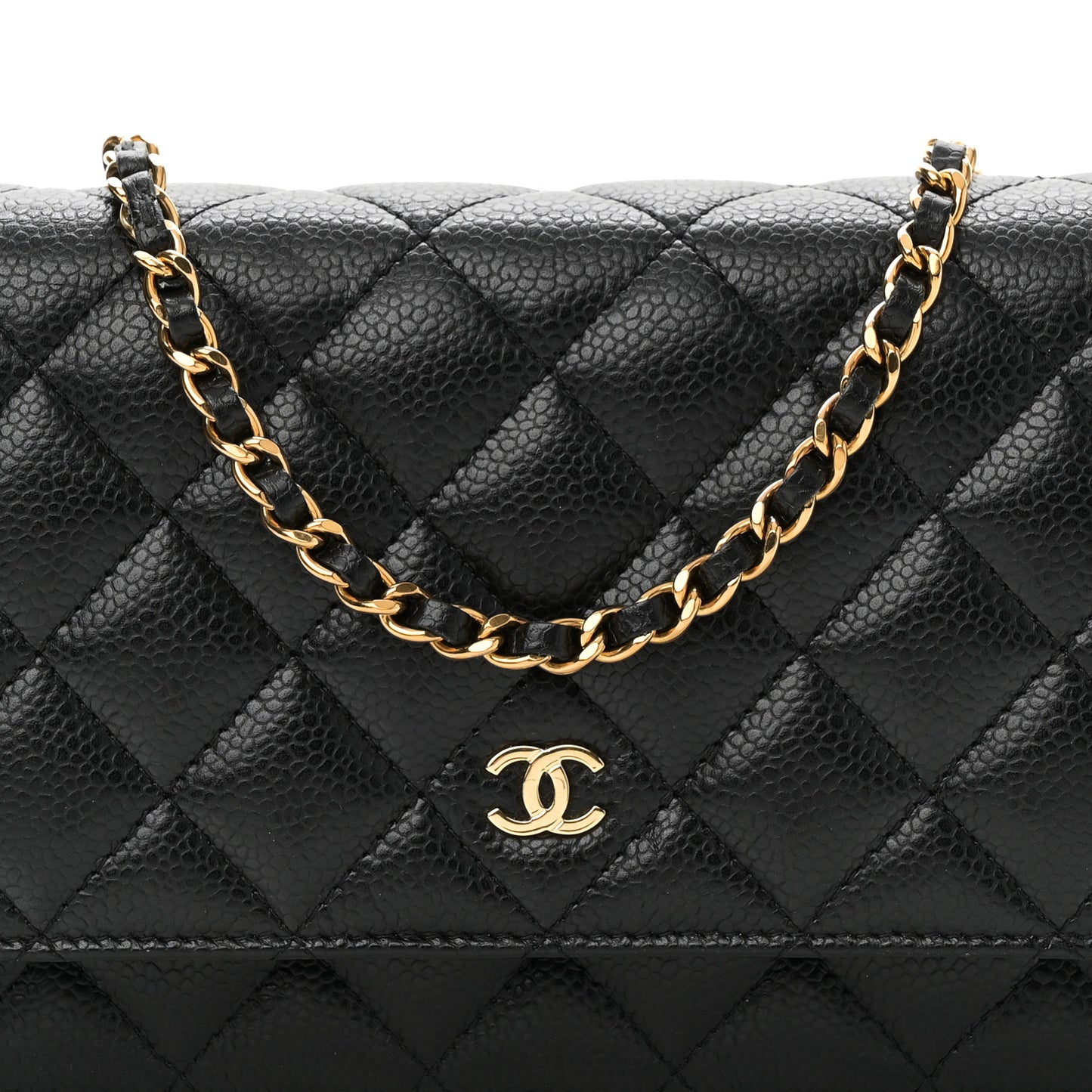 Caviar Quilted Wallet On Chain WOC Black