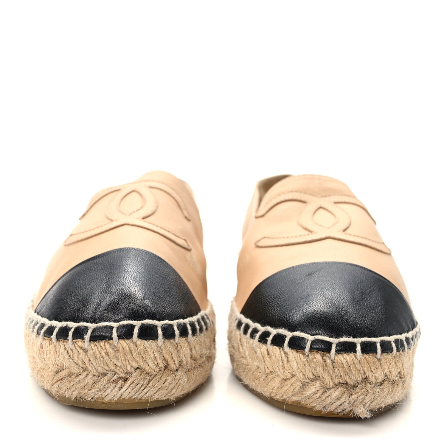 Chanel Lambskin CC Espadrilles 37 Beige Black 2 of 9