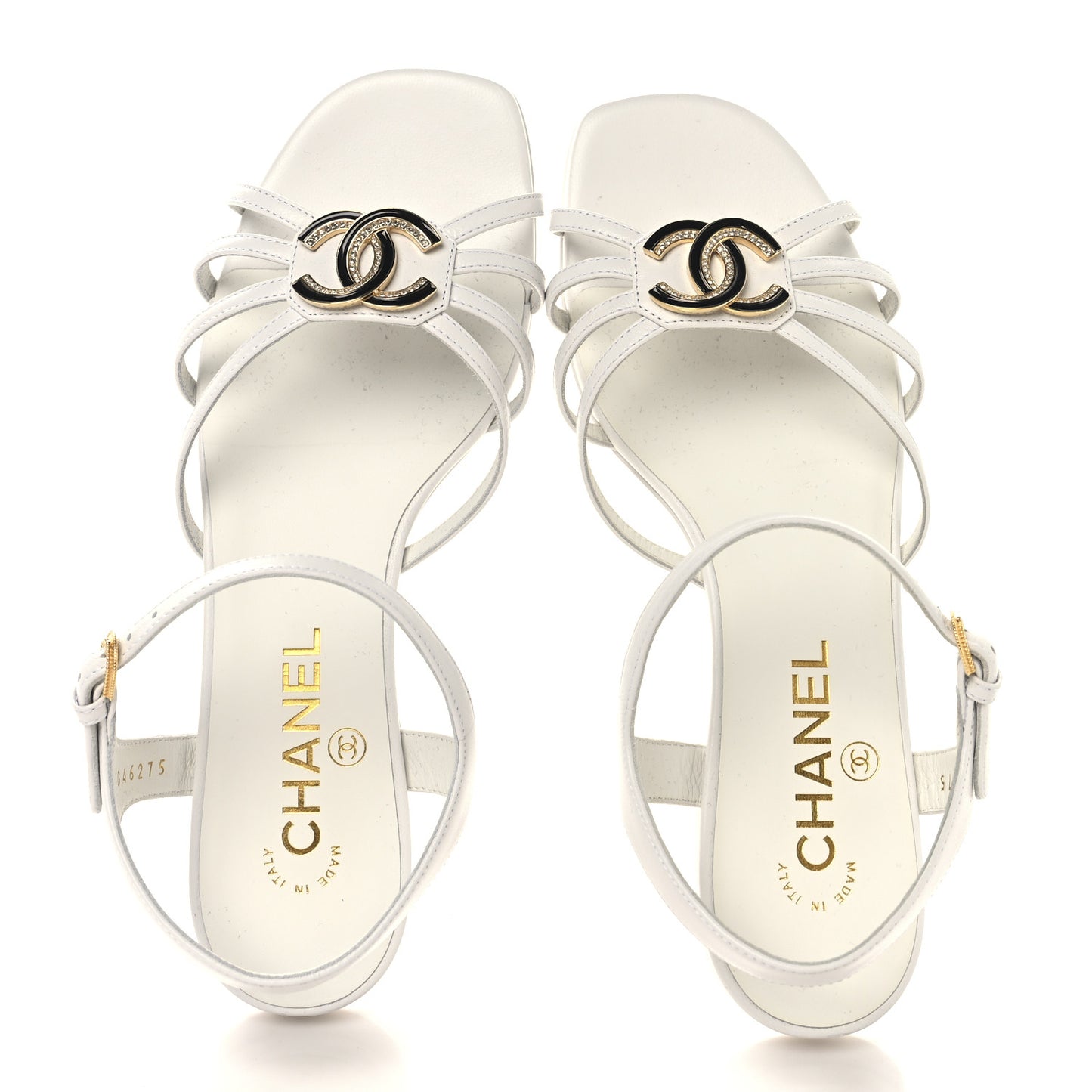 Lambskin Crystal CC Sandals 37 White