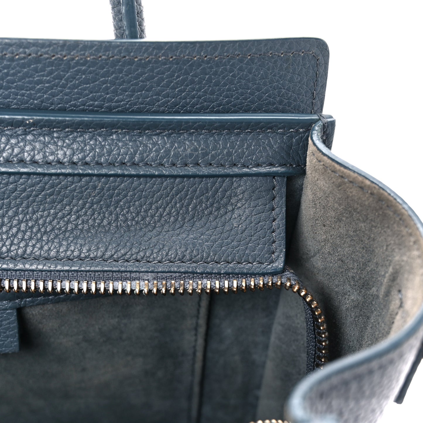 Drummed Calfskin Nano Luggage Petrol