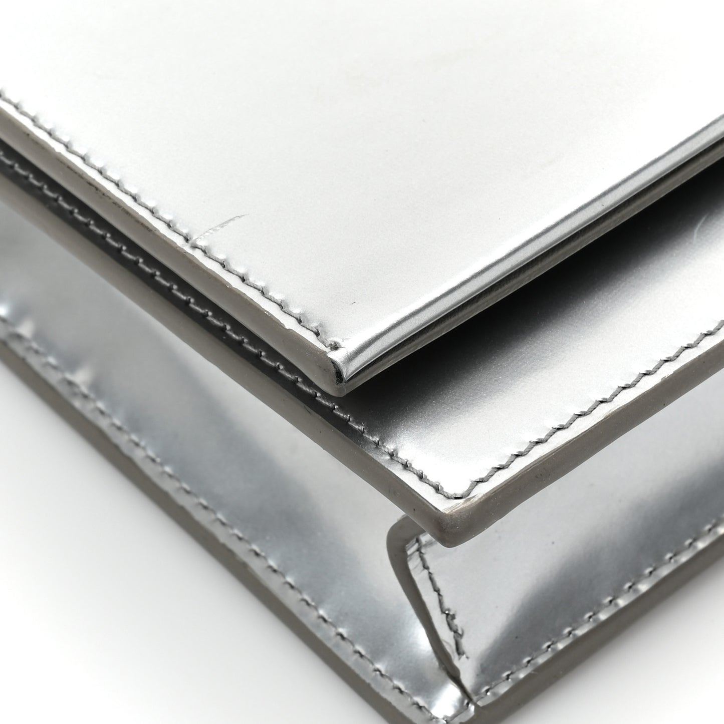 Metallic Calfskin Kate Monogram Tassel Chain Wallet Silver