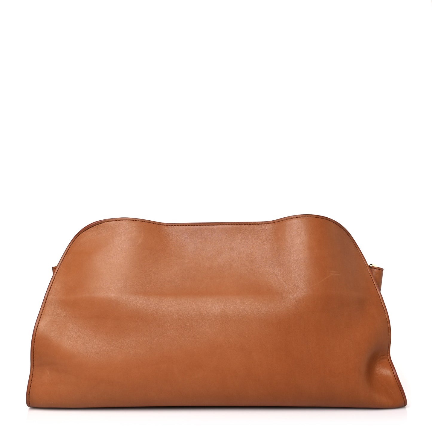 Polished Saddle Calfskin Margaux EW Clutch Brandy