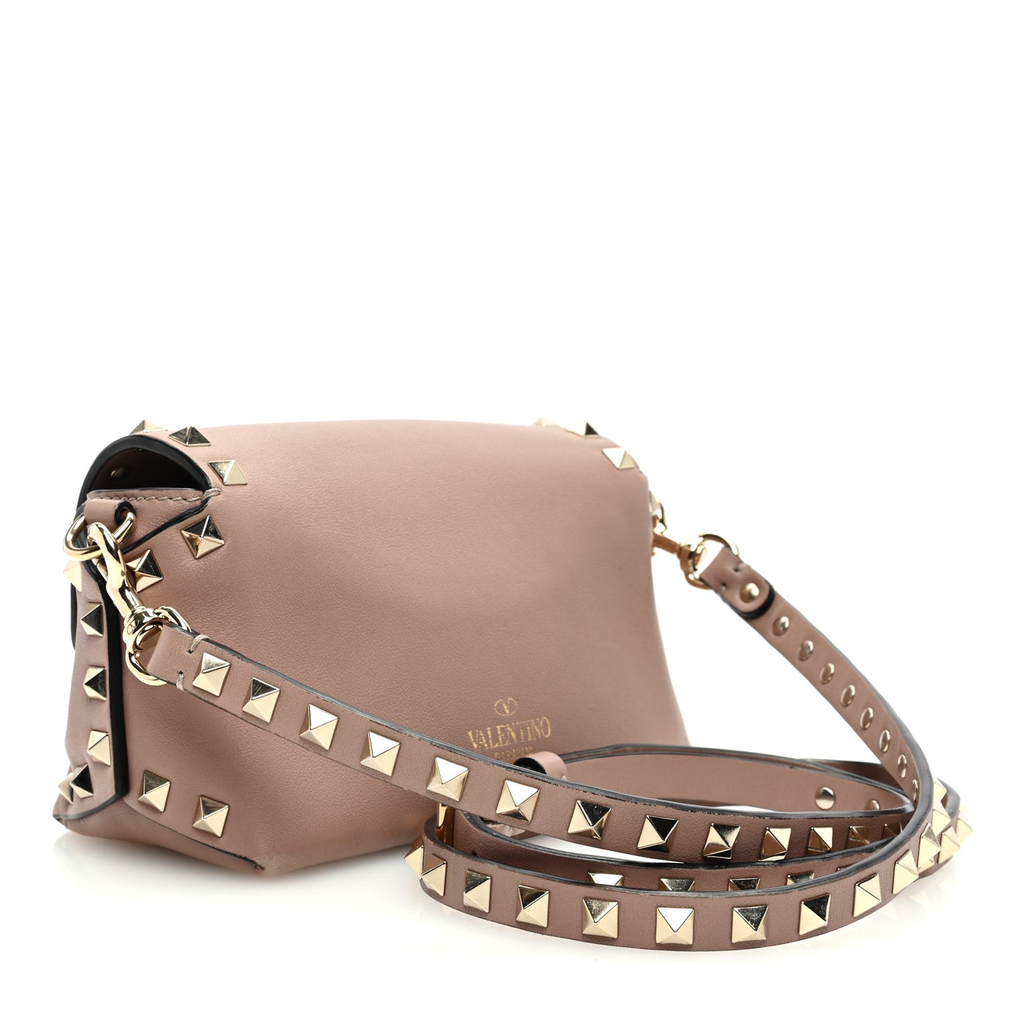 Calfskin Mini Rockstud Crossbody Bag Poudre