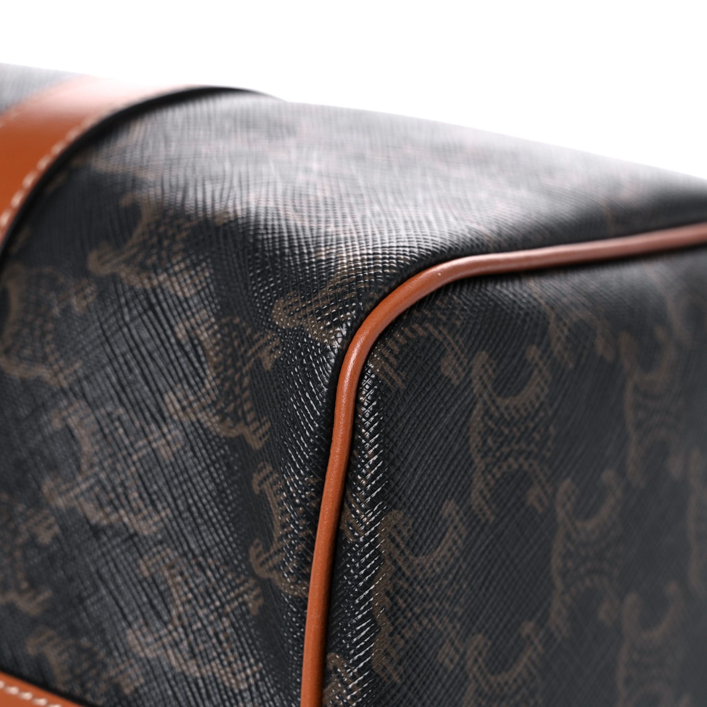 Triomphe Canvas Calfskin Boston Bag Tan