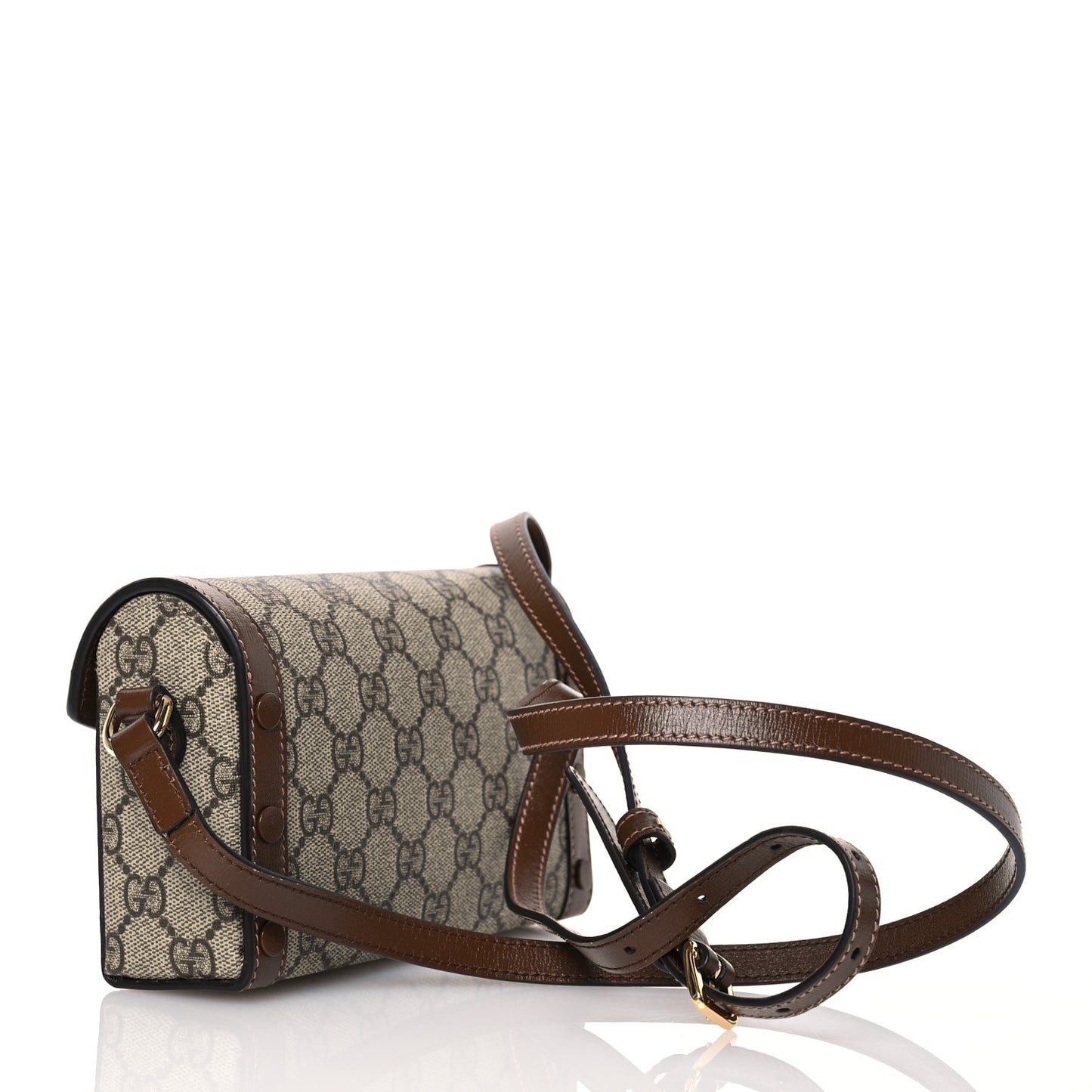 GG Supreme Monogram Mini Horsebit 1955 Shoulder Bag Beige Brown Sugar