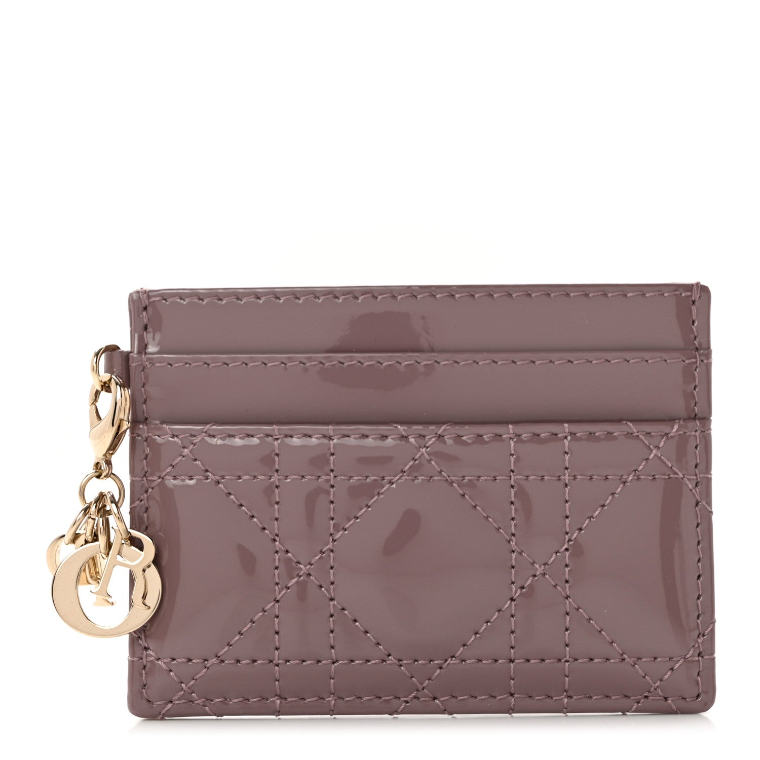Christian Dior Patent Cannage Lady Dior Five-Slots Card Holder Pink Peony 1 of 7