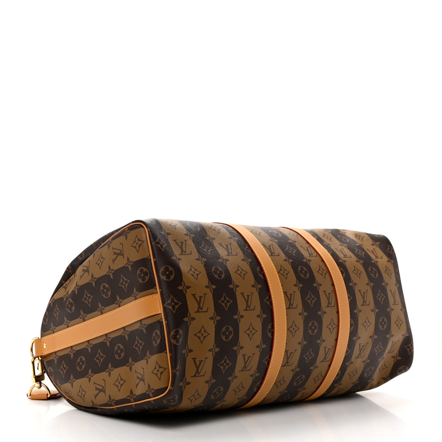 X NIGO Reverse Monogram Stripe Keepall Bandouliere 50 Brown