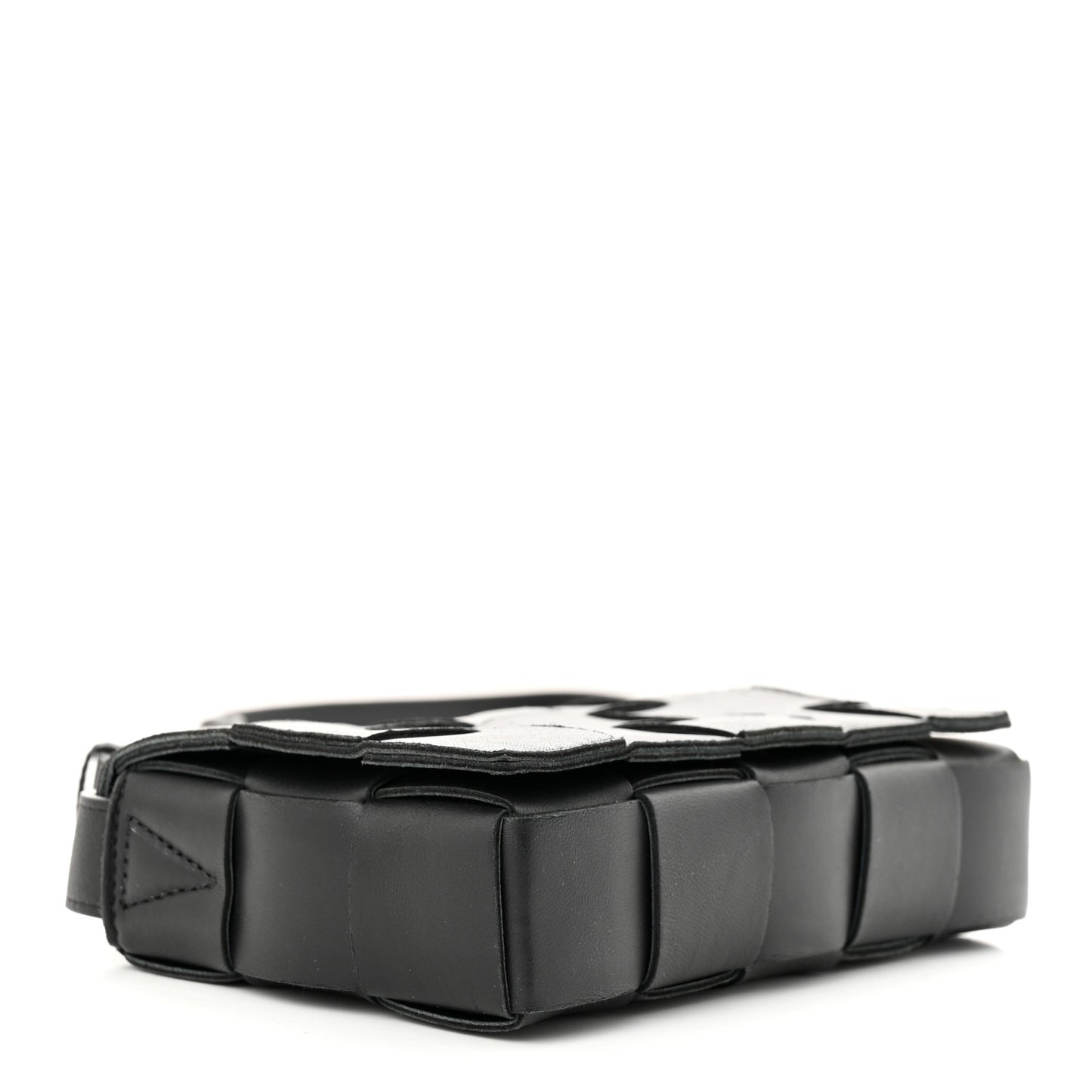 Lambskin Maxi Intreccio Small Cassette Crossbody Bag Black