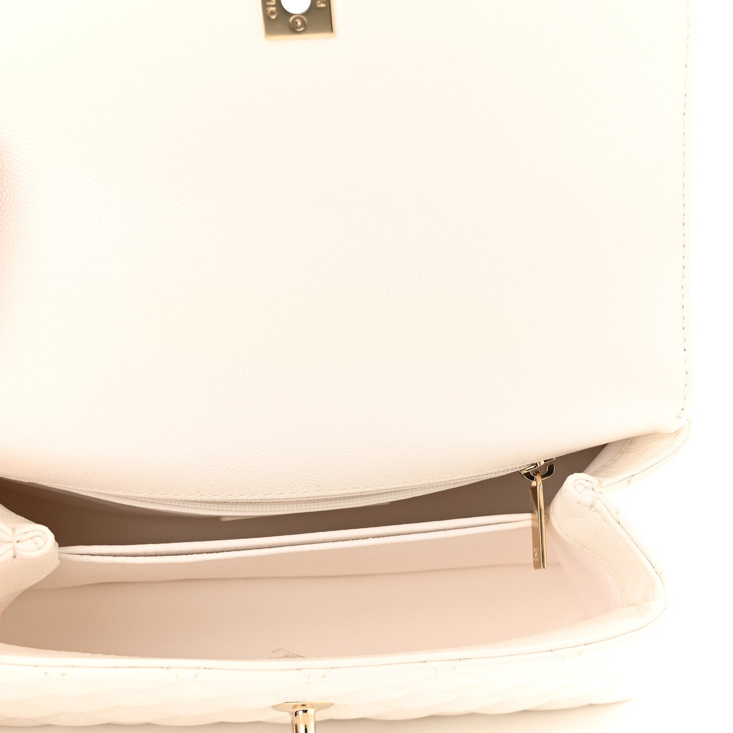 Caviar Quilted Mini Coco Handle Flap White