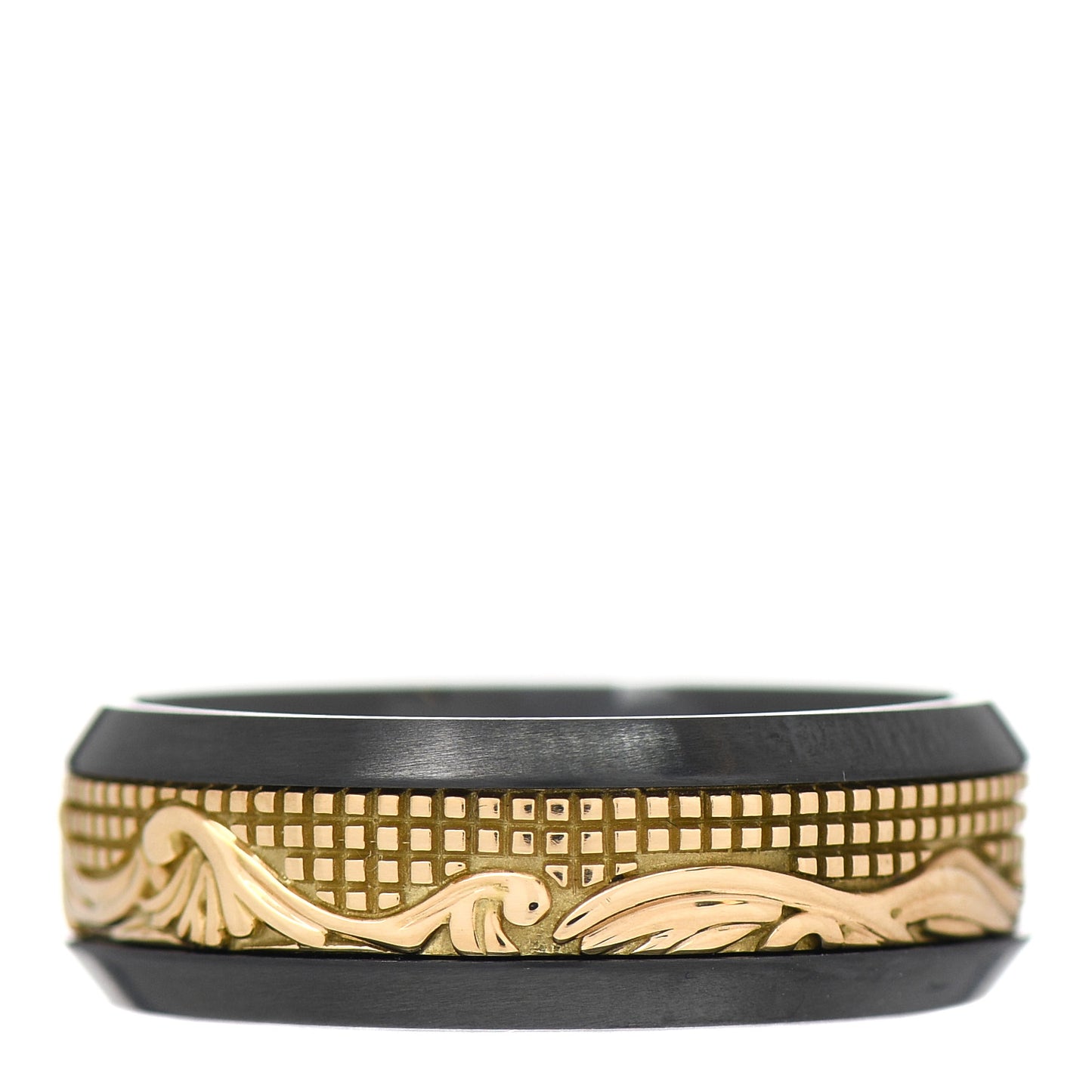 18K Yellow Gold Titanium 8mm Waves Ring 65 11