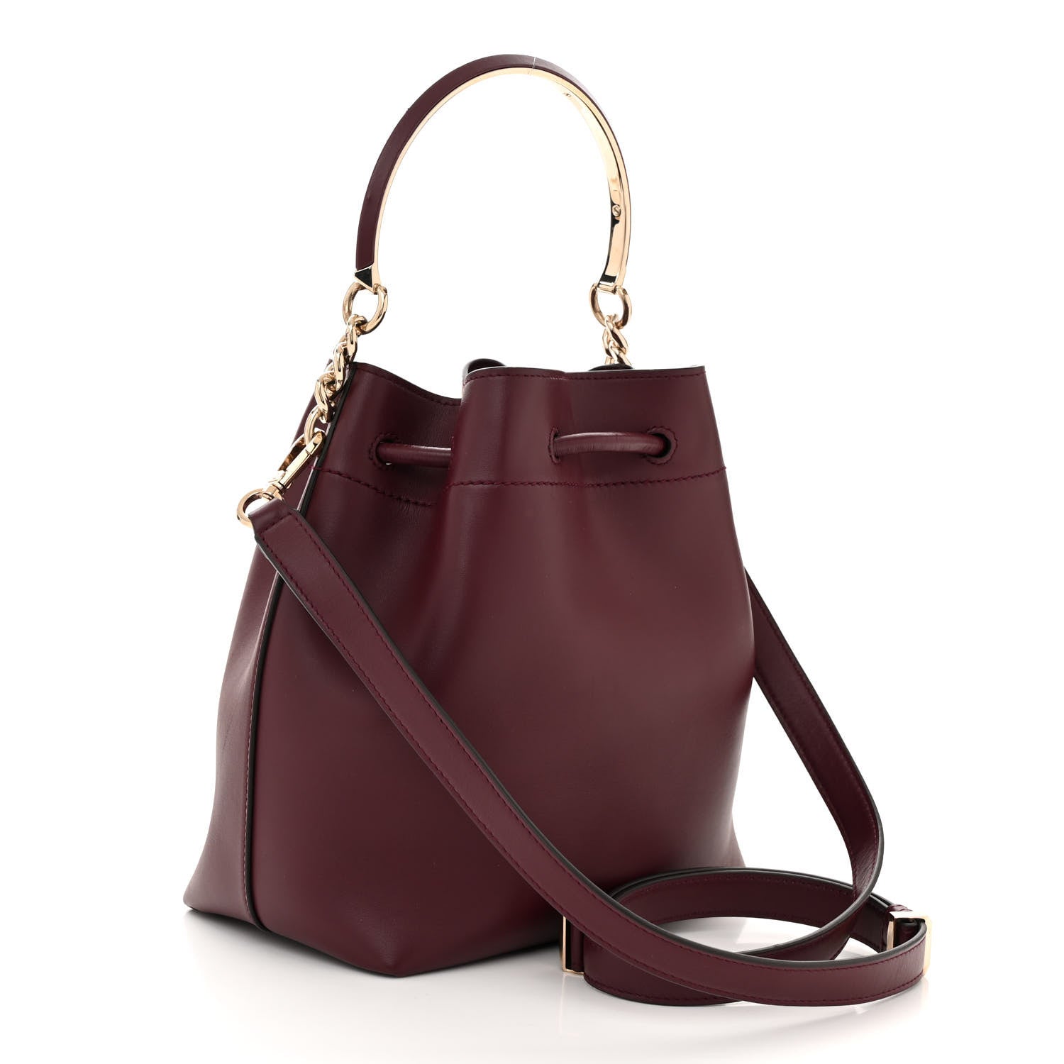 Jimmy Choo Calfskin Bon Bon Bucket Bag Burgundy 3 of 11
