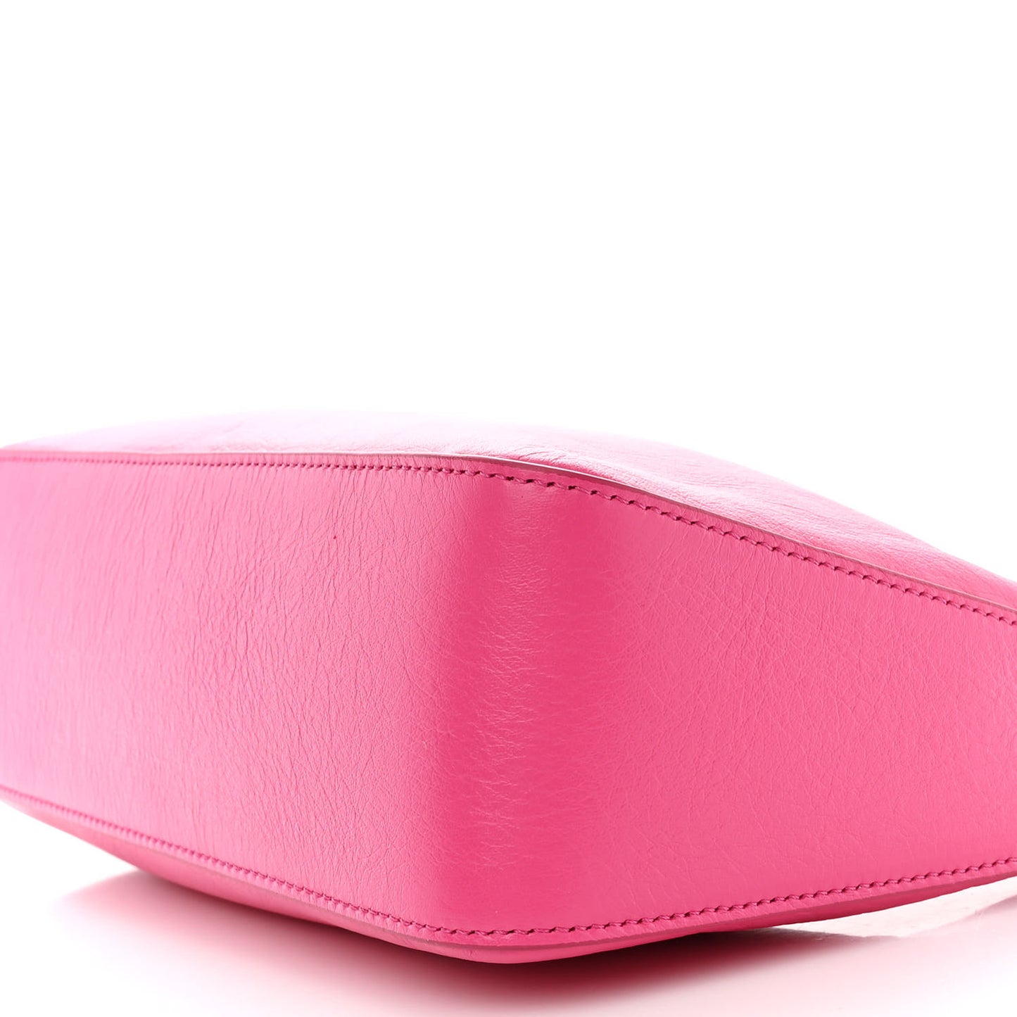 Tumbled Calfskin Small Moon Cut Out Shoulder Bag Neon Pink