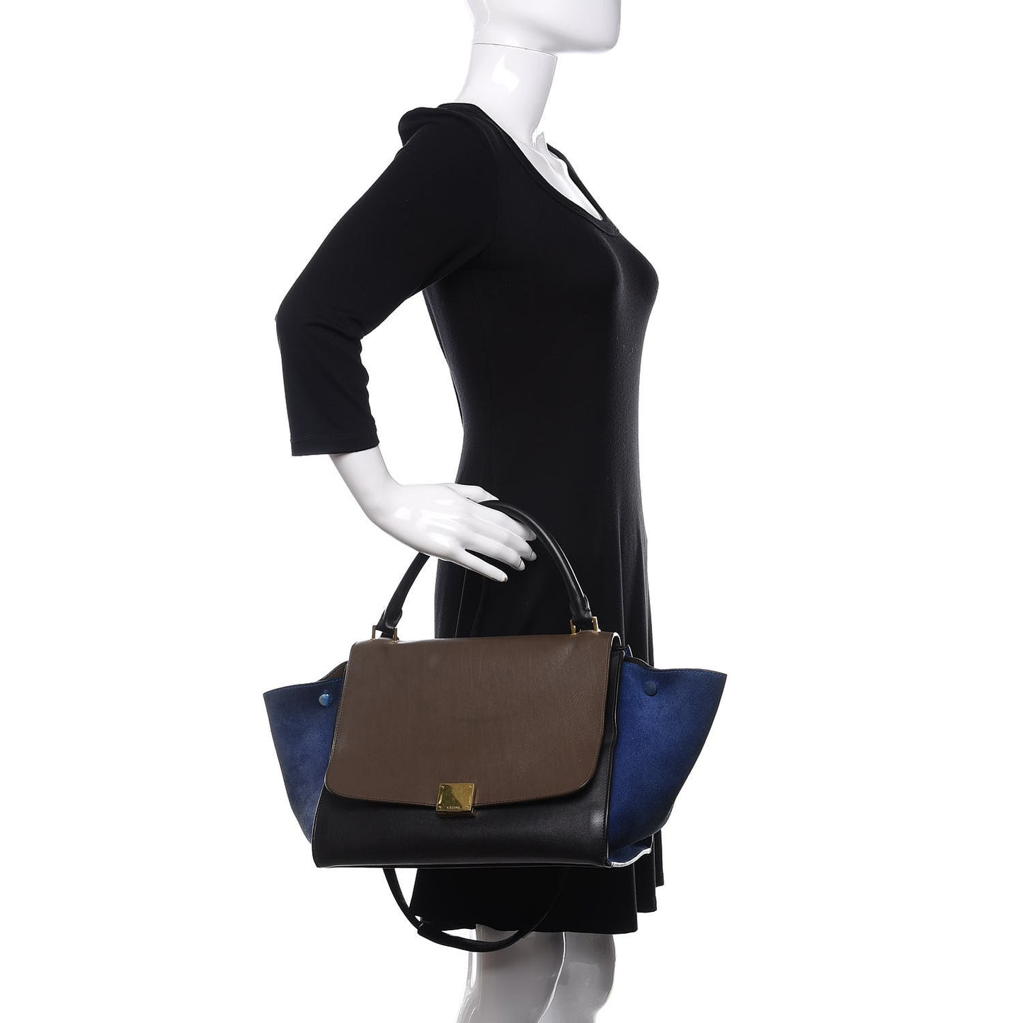 Bullhide Calfskin Nubuck Medium Tri-color Trapeze Coffee