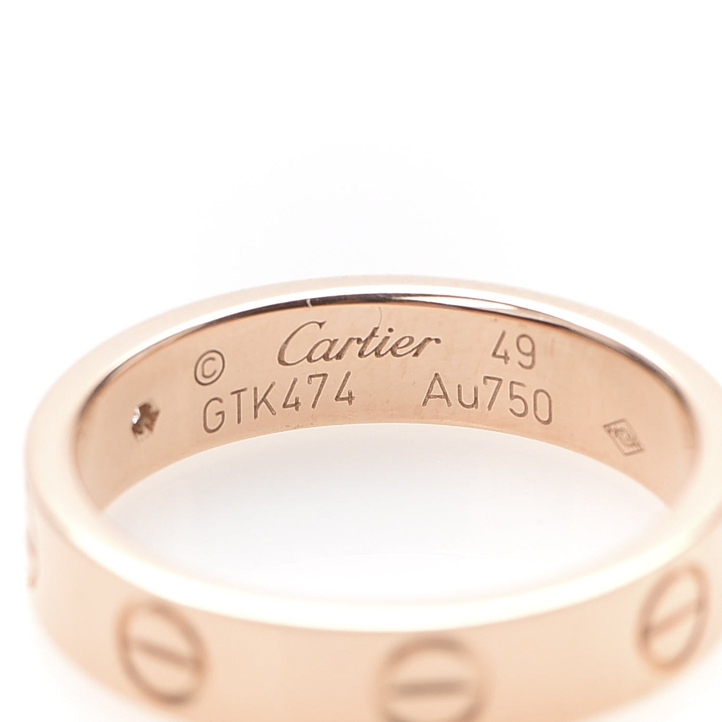18K Pink Gold Diamond 4mm LOVE Wedding Band Ring 49 5